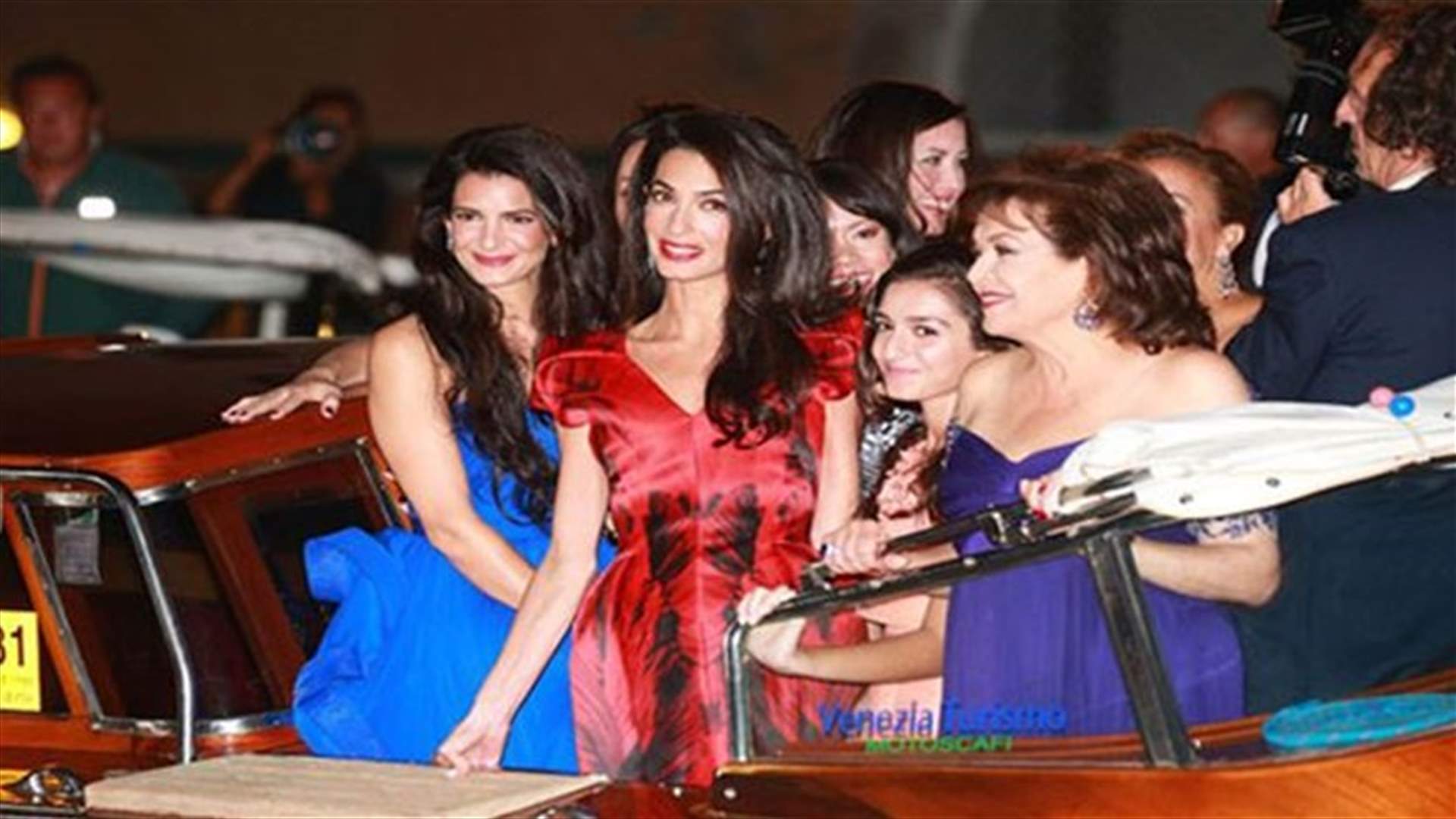 Bride-to-be Amal seen in striking red evening dress ahead of wedding to George Clooney