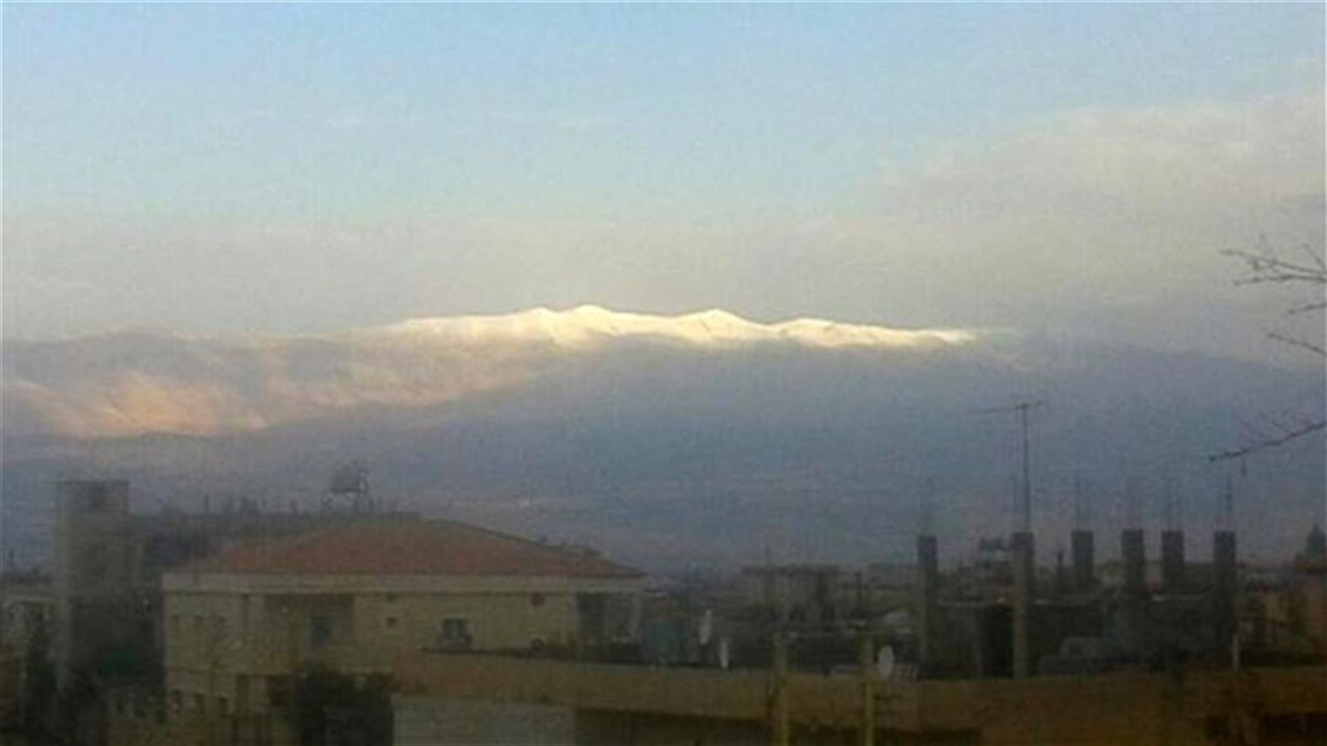 Snow covers summit of Sannine Mountain in early October