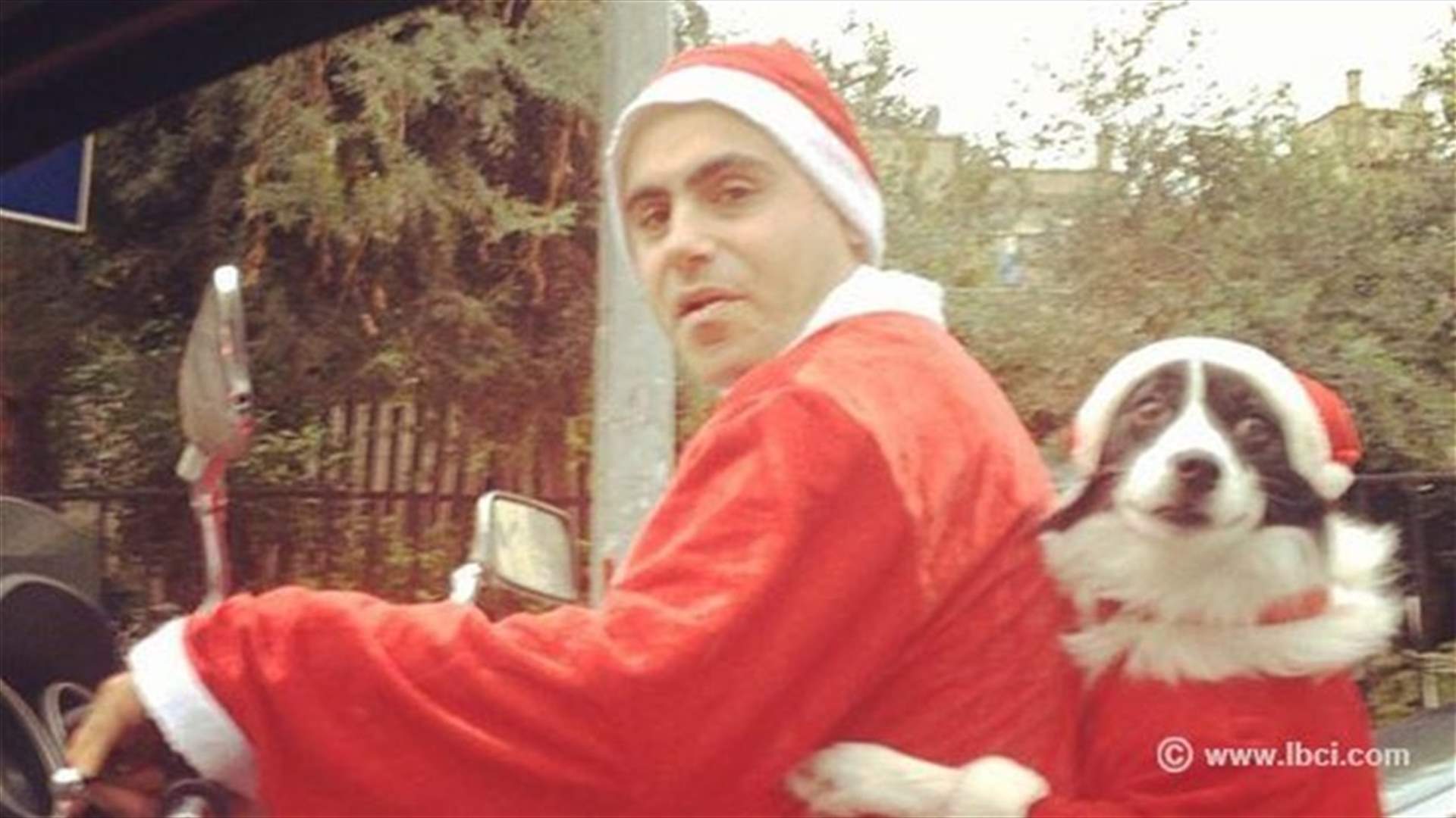 Santa Dog And Master Roam Streets Of Beirut! 