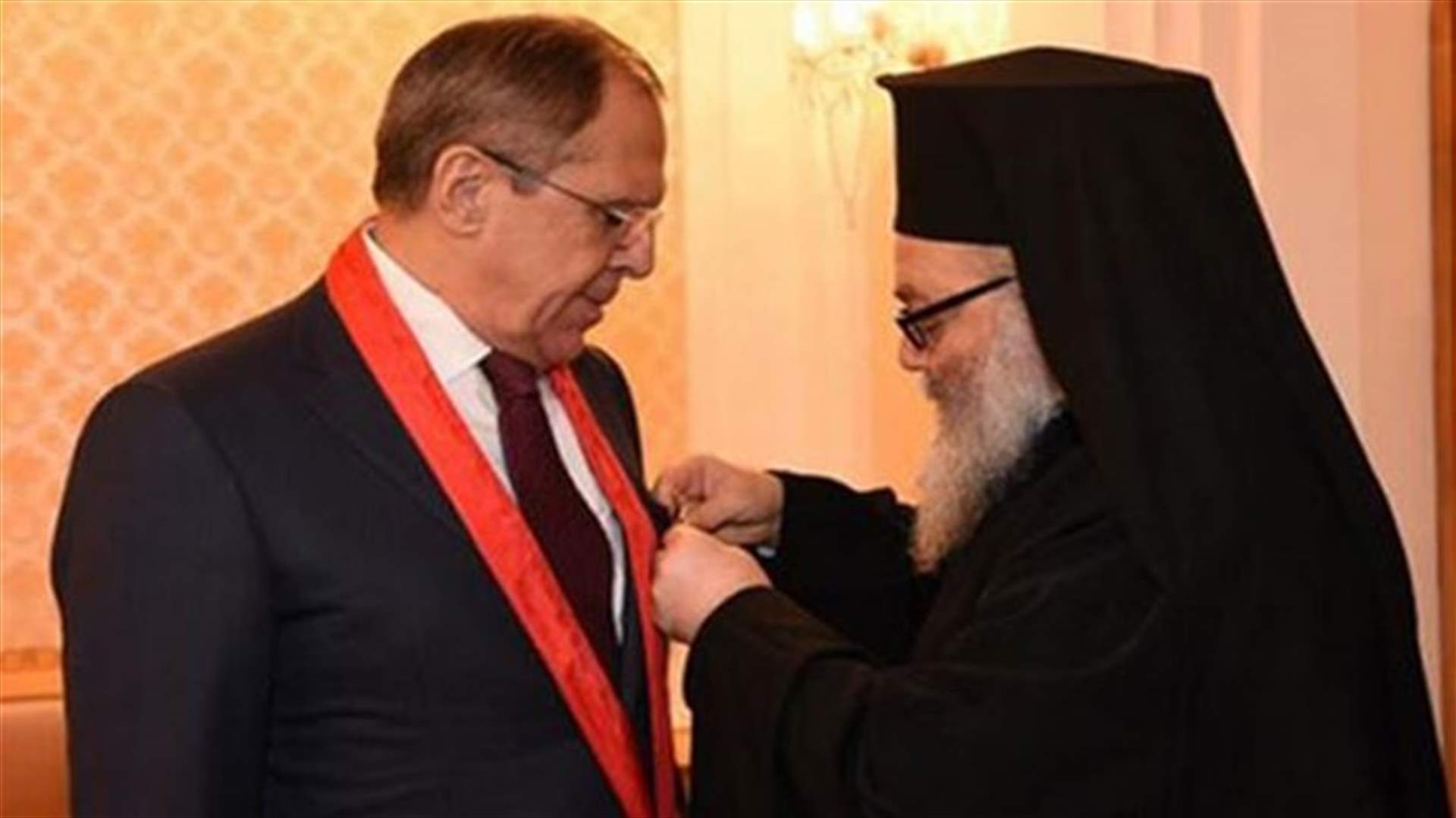 يوحنا العاشر قلد لافروف الوسام الأنطاكي وأثنى على دور روسيا   