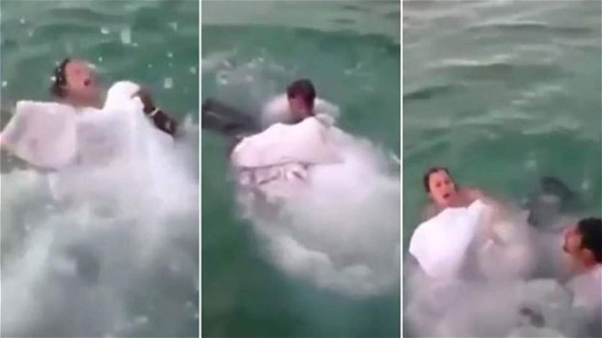 [VIDEO] Bride Drowns When Jumping In The Sea In Layered White Gown!