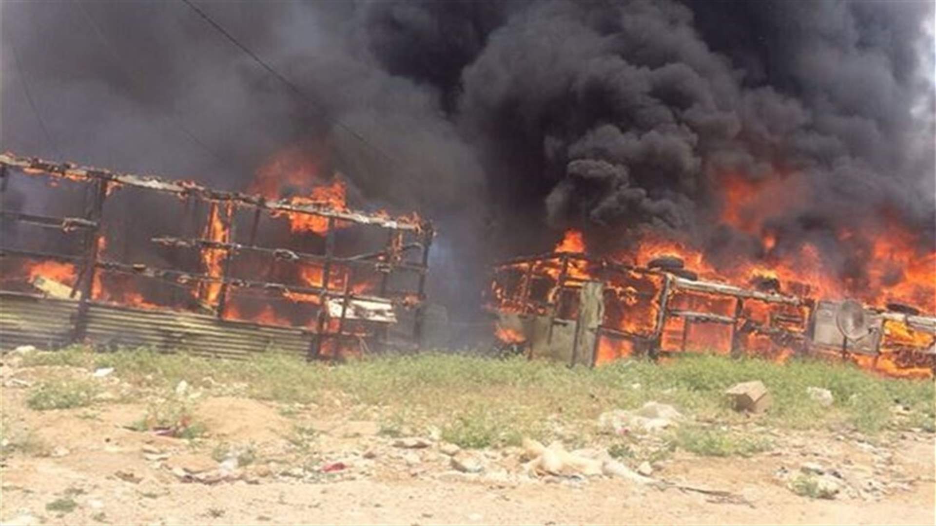 حريق في مخيم النازحين في المرج