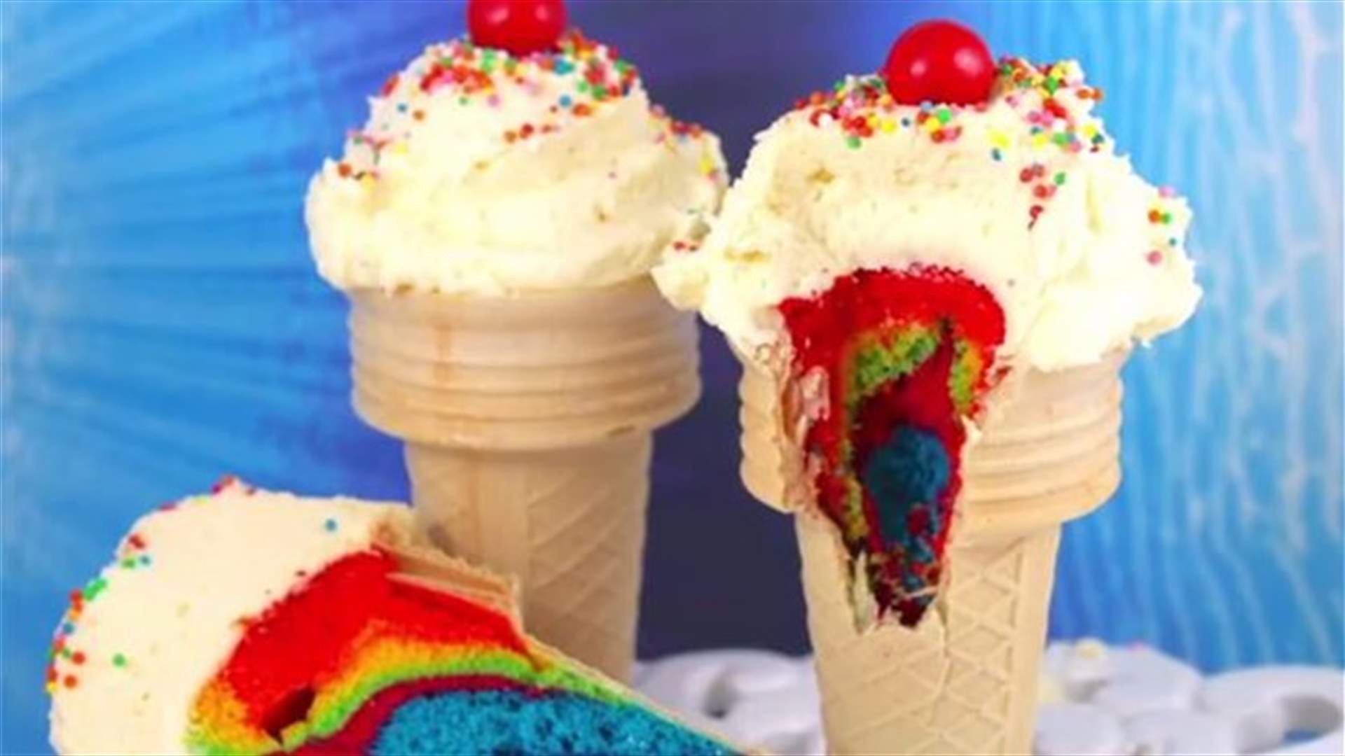 بالفيديو: Cupcakes قوس قزح بأقلّ من دقيقة