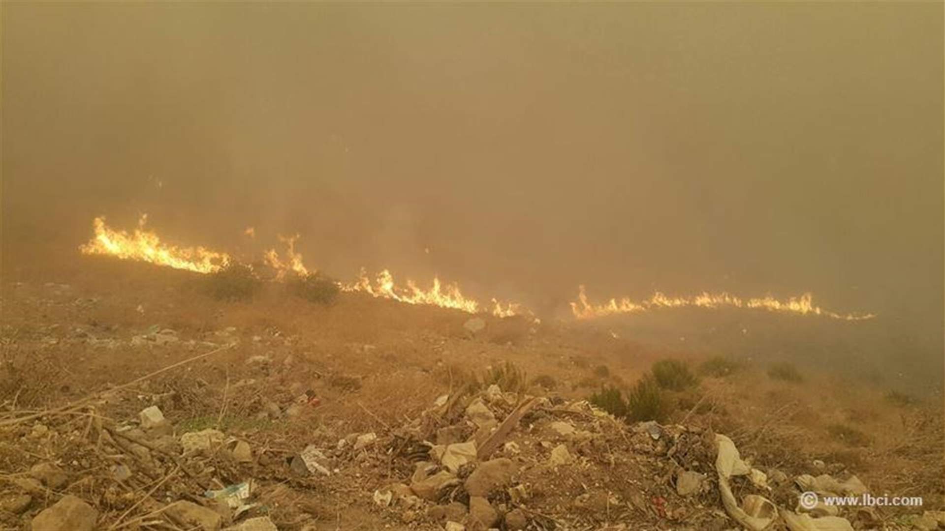 حريق كبير في منجز عكار والعاصفة الرملية ساهمت باتساعه