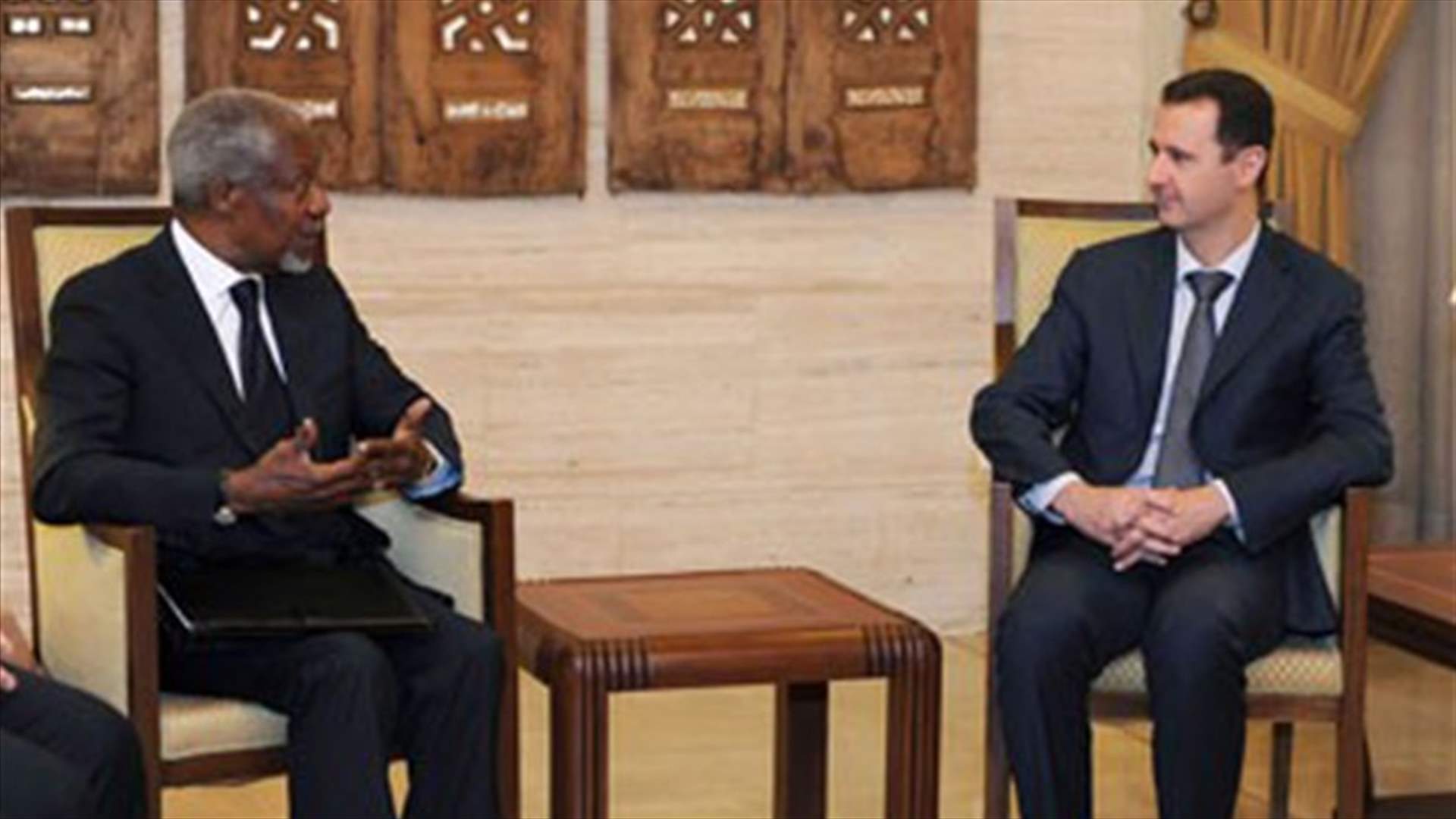 الأسد لأنان:أي حوار سياسي لن ينجح بوجود مجموعات ارهابية تقوض الاستقرار
