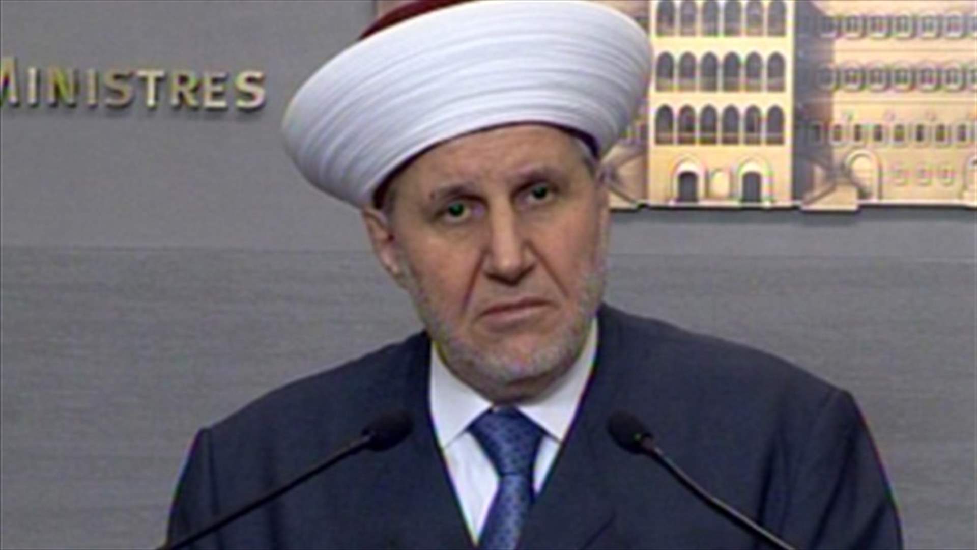 المفتي الشعار يؤكد ضرورة ارساء الهدوء بين التبانة وجبل محسن