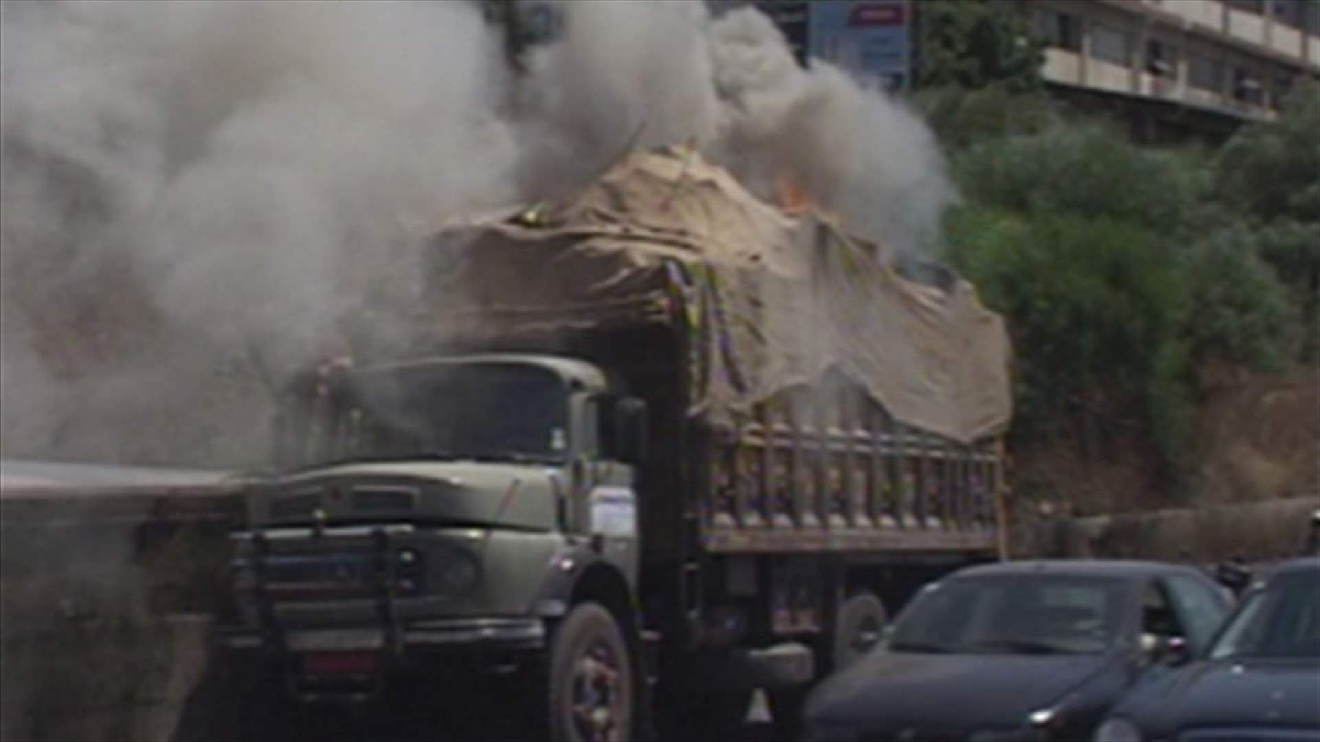 Cargo of a truck catches fire on Zouk Mosbeh Highway