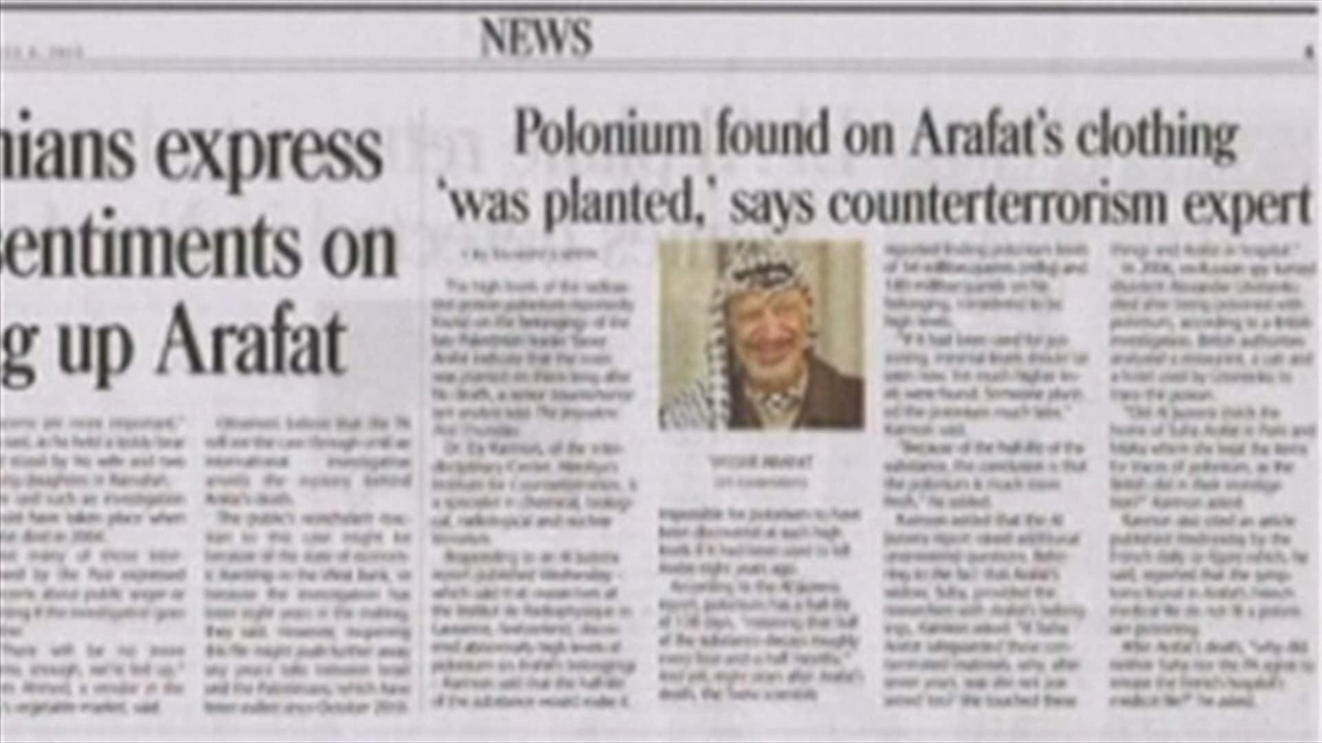 Arafat’s family accuses Israel of poisoning late leader with lethal radioactive substance