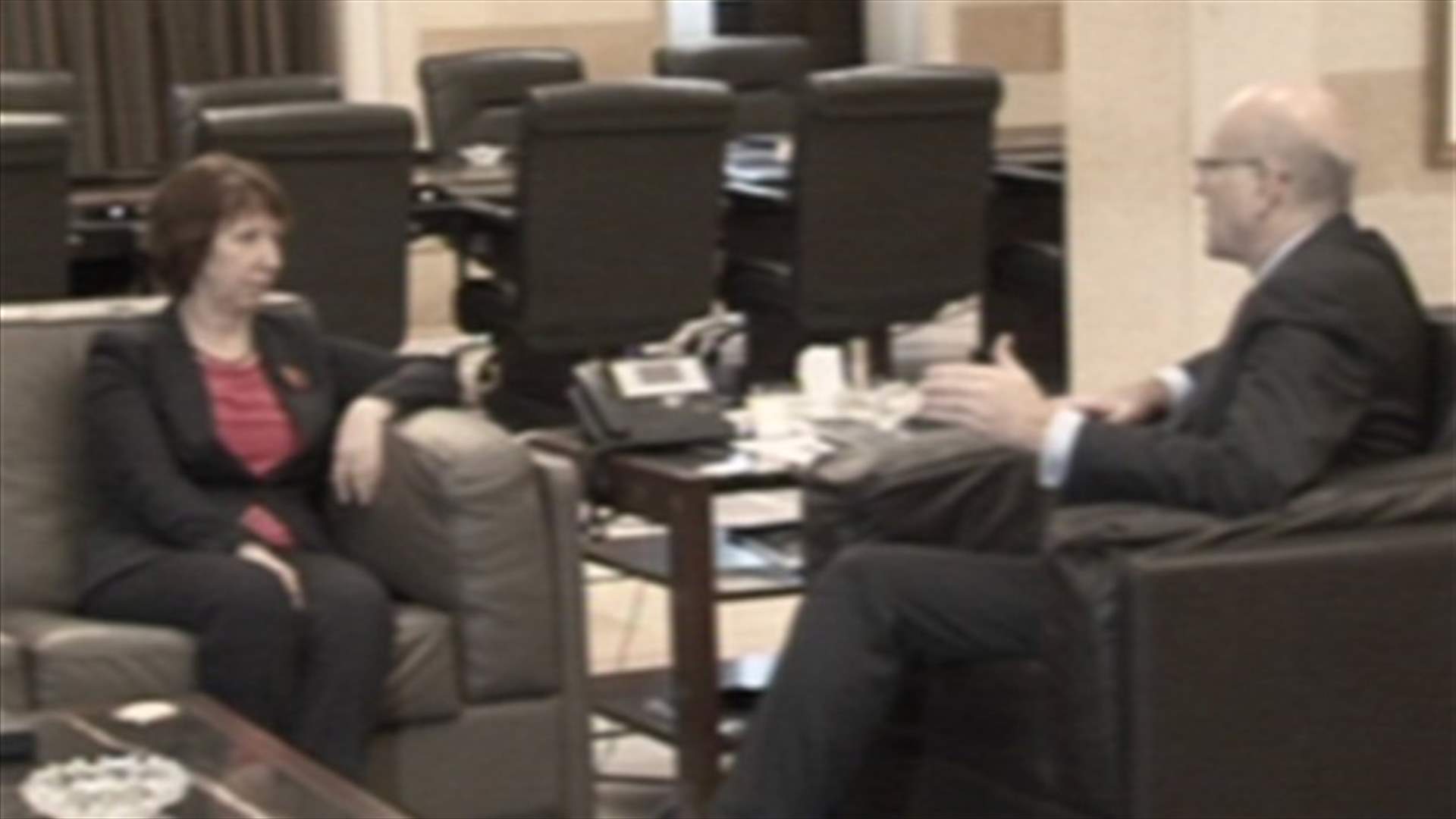 Ashton stresses support for government prior to leaving Beirut