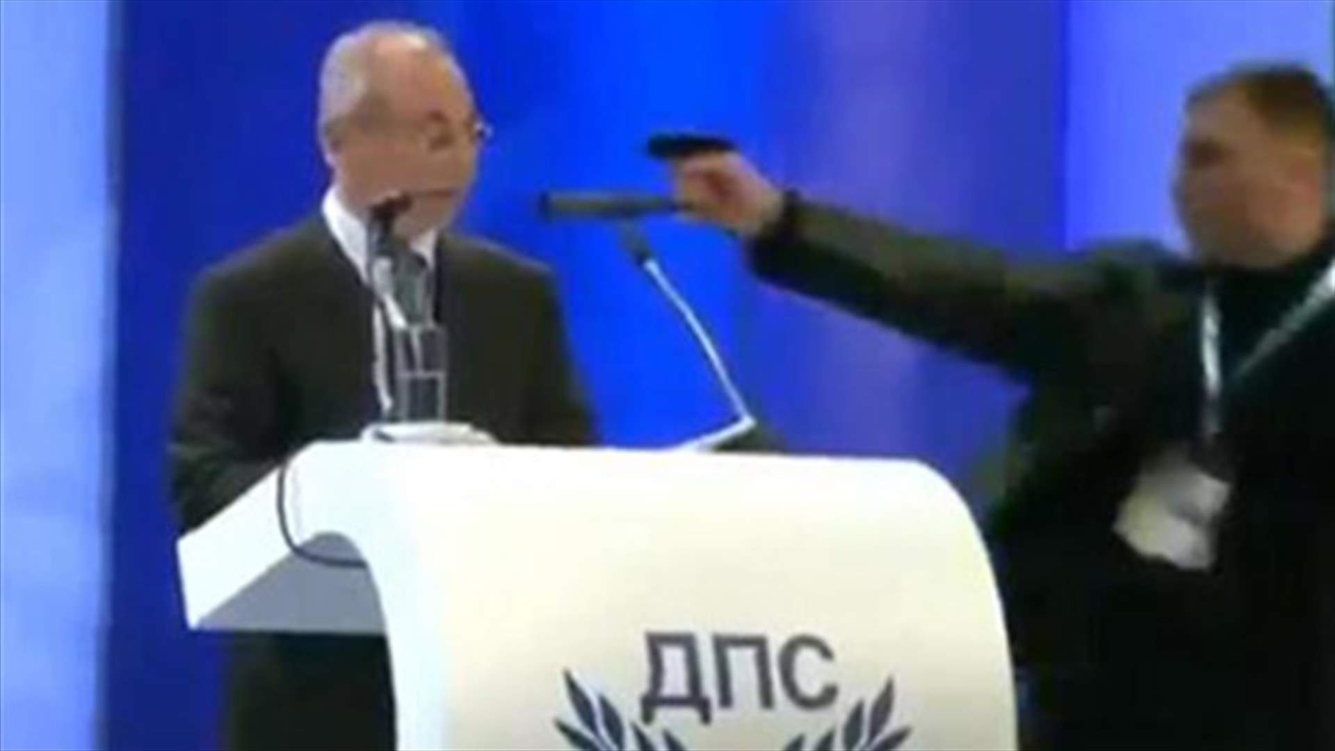 VIDEO: Pistol pointed at Bulgaria party leader while delivering public speech 
