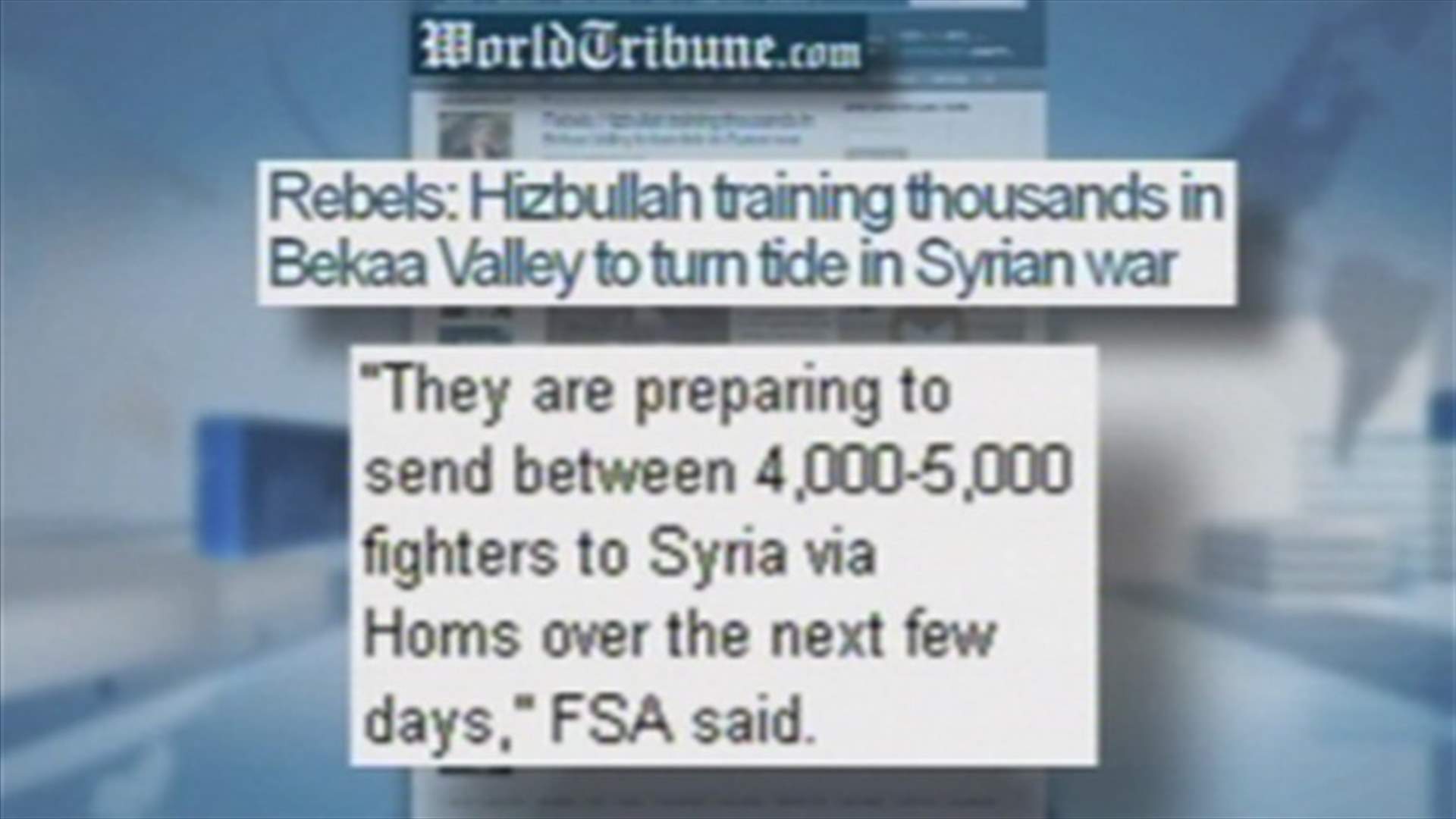 Rebels: Hezbollah training thousands in Bekaa Valley to turn tide in Syrian war