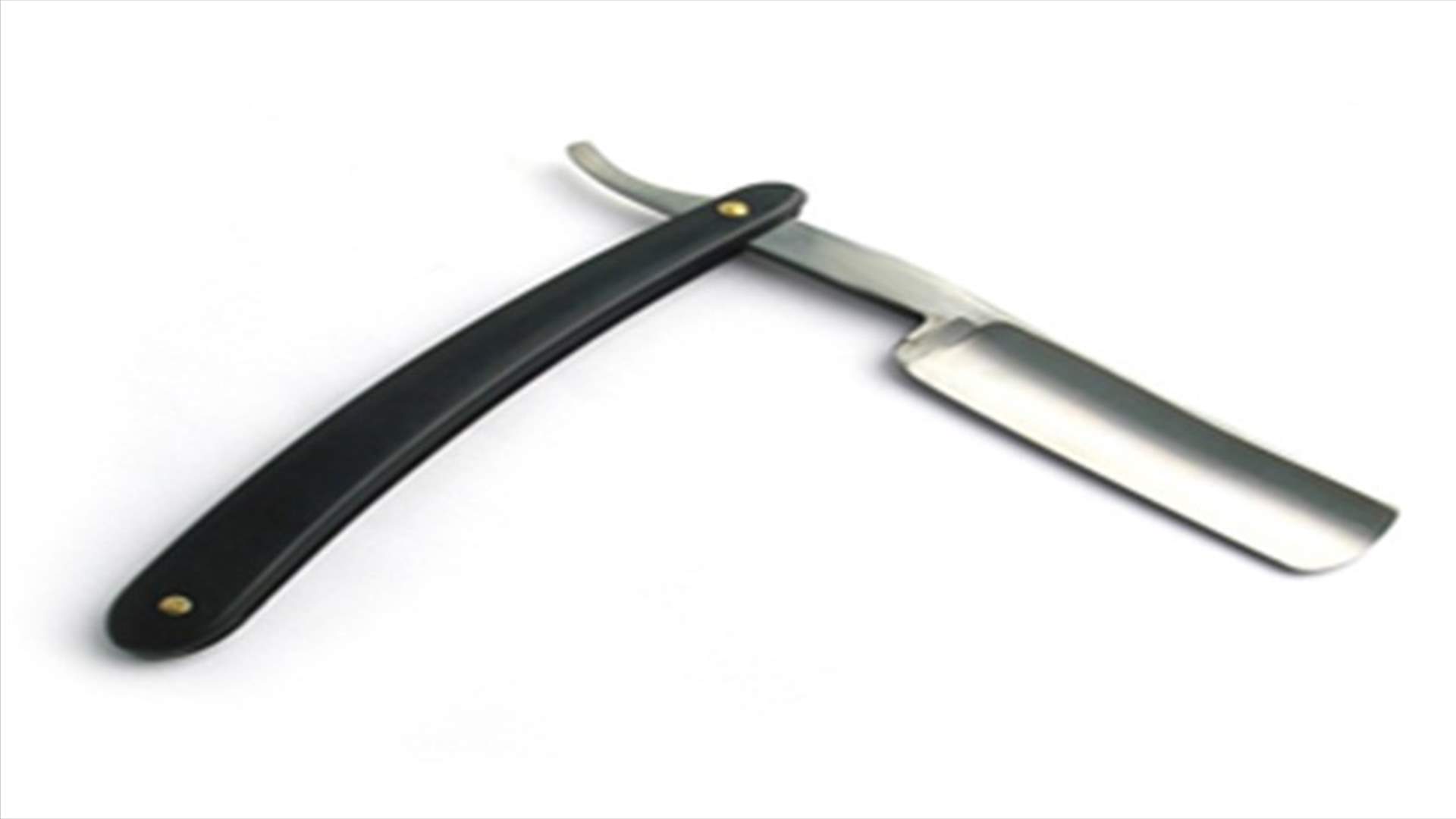 Woman robs man using a straight razor blade 