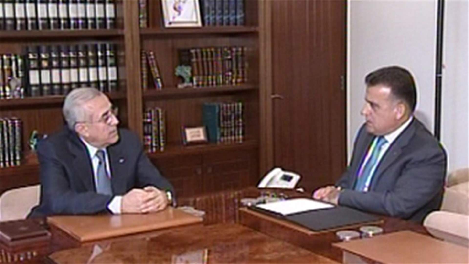 Sleiman meets with Major General Ibrahim, Minister Kheireddine
