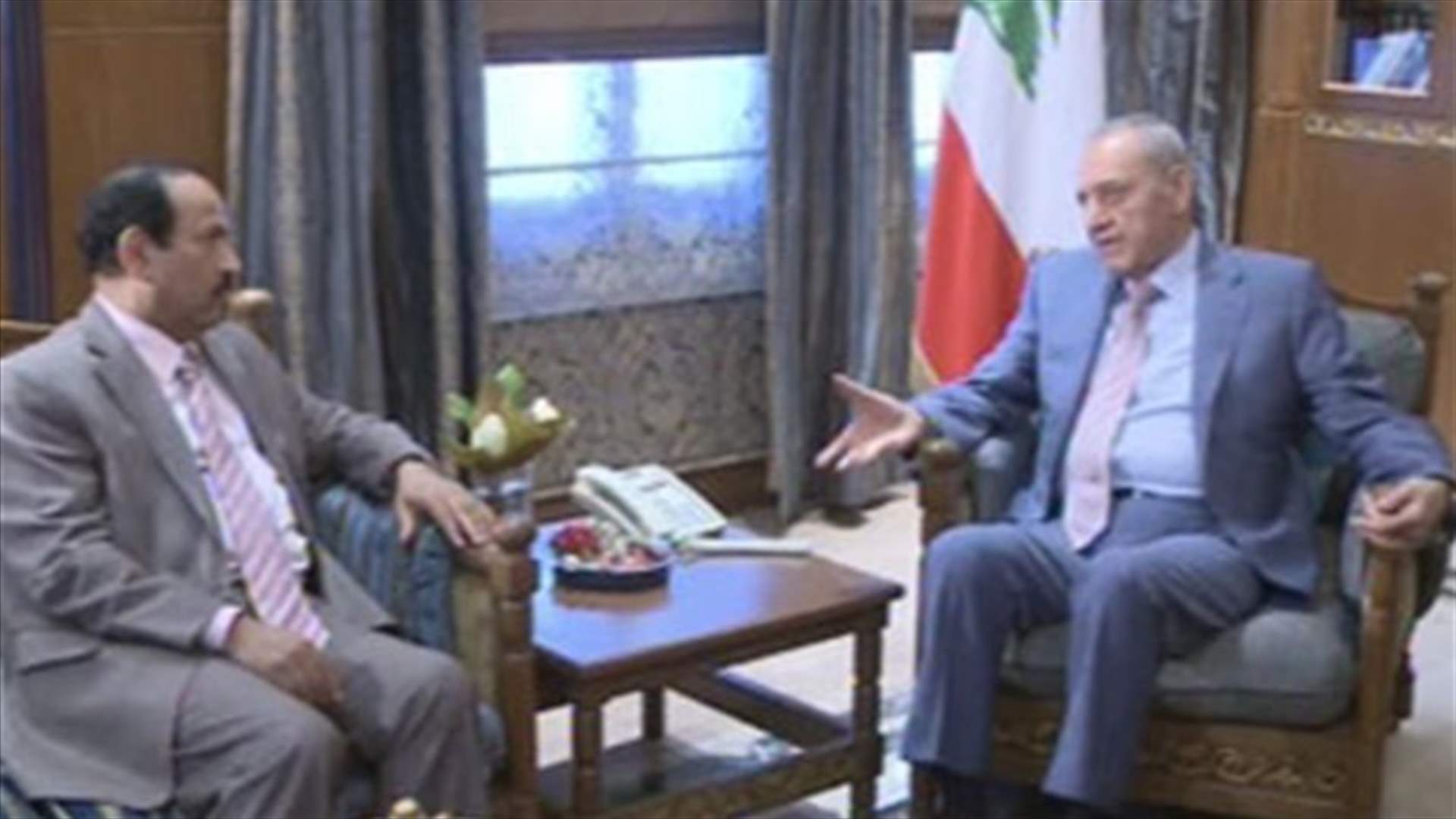 Berri meets with Ambassador Asiri, calls for promoting peaceful discourse