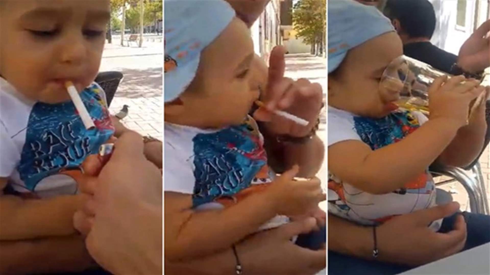 بالفيديو: طفل يدخن ويشرب البيرة بتشجيع من والده