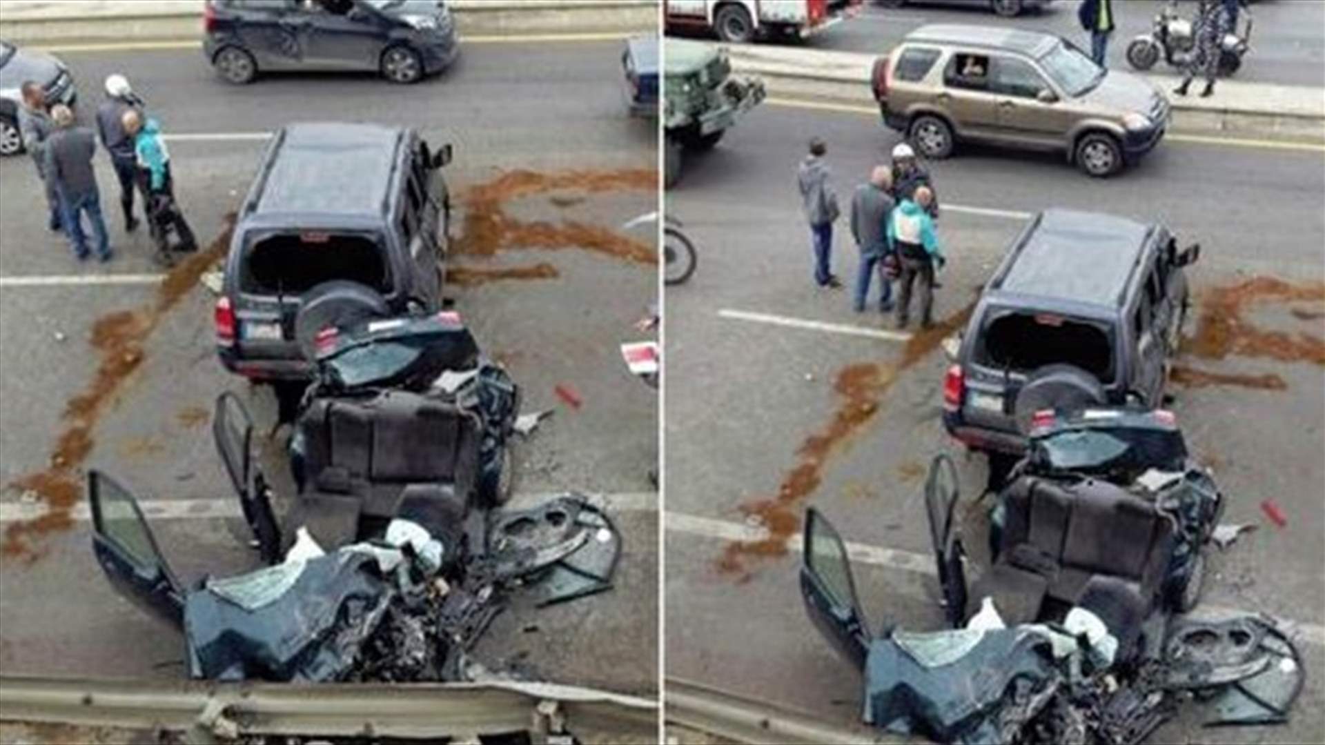 بالصورة: جريح على أوتوستراد الأسد بإتجاه بيروت