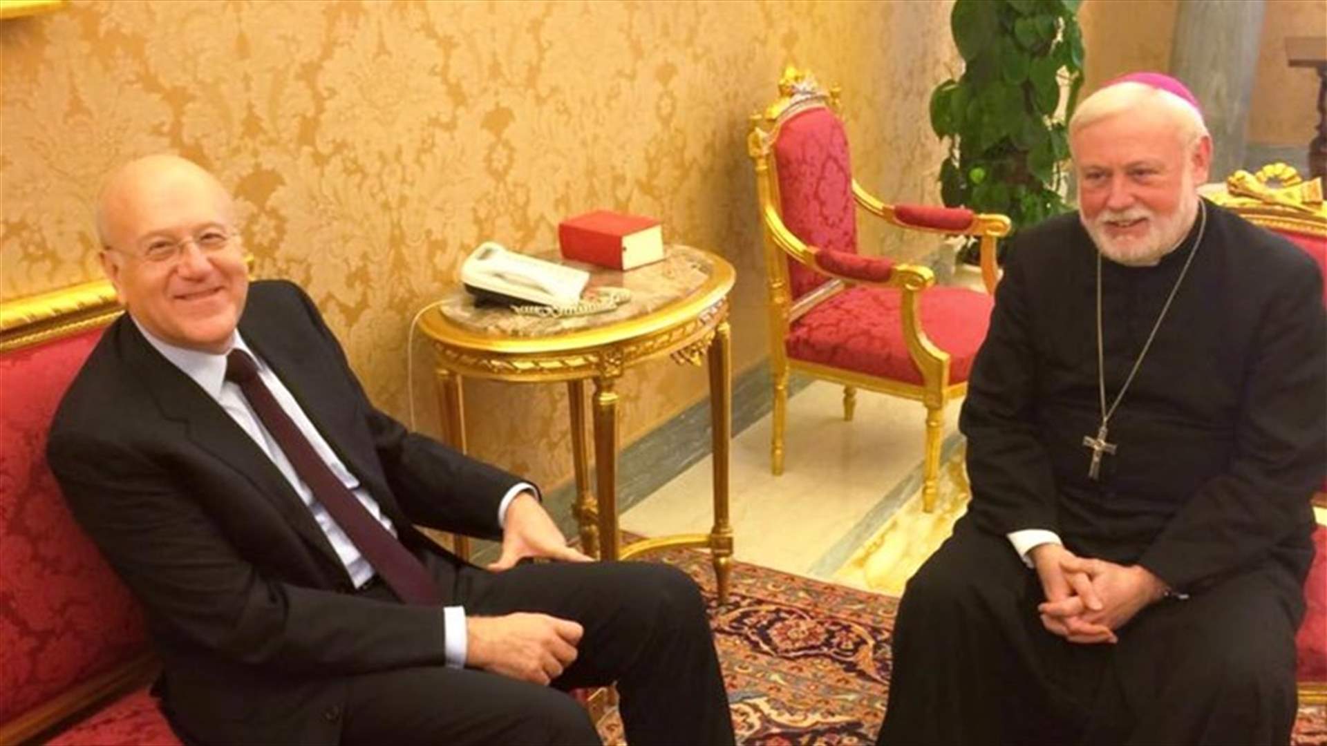 ميقاتي تمنى دوراً فعالاً للفاتيكان في الشرق الأوسط