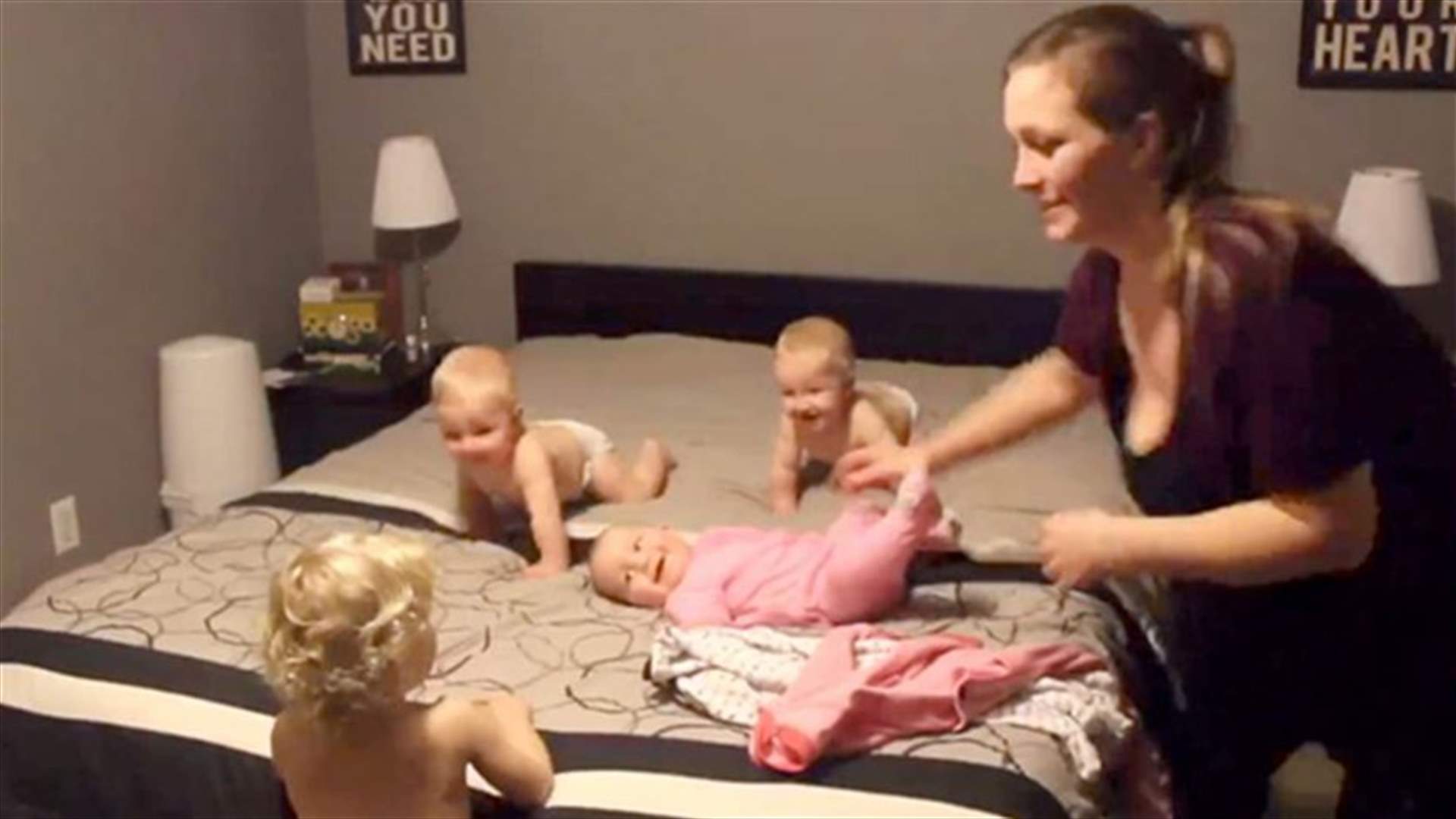 [VIDEO] Mother Shows What It Takes To Put Triplets And A Toddler To Bed