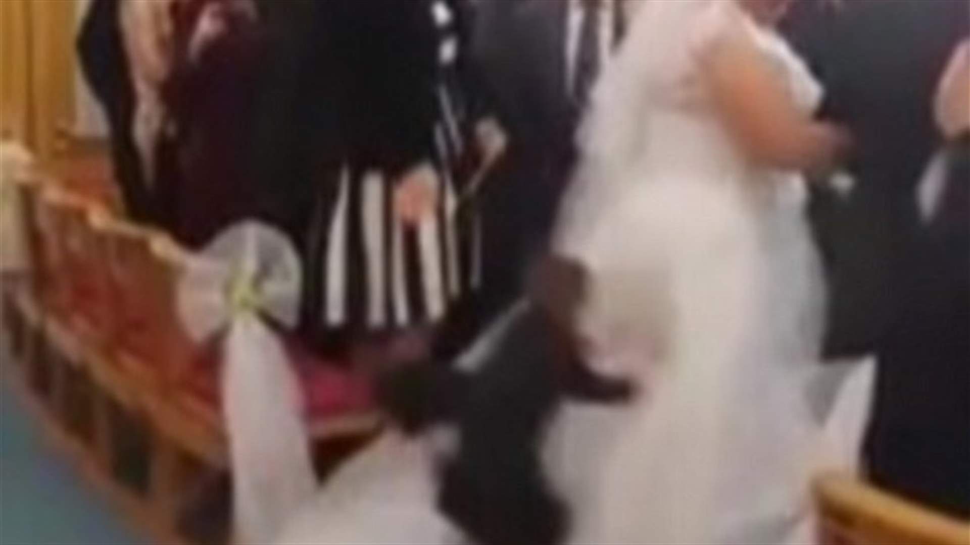 بالفيديو: طفل مُشاغب يُفاجئ عروس يوم زفافها