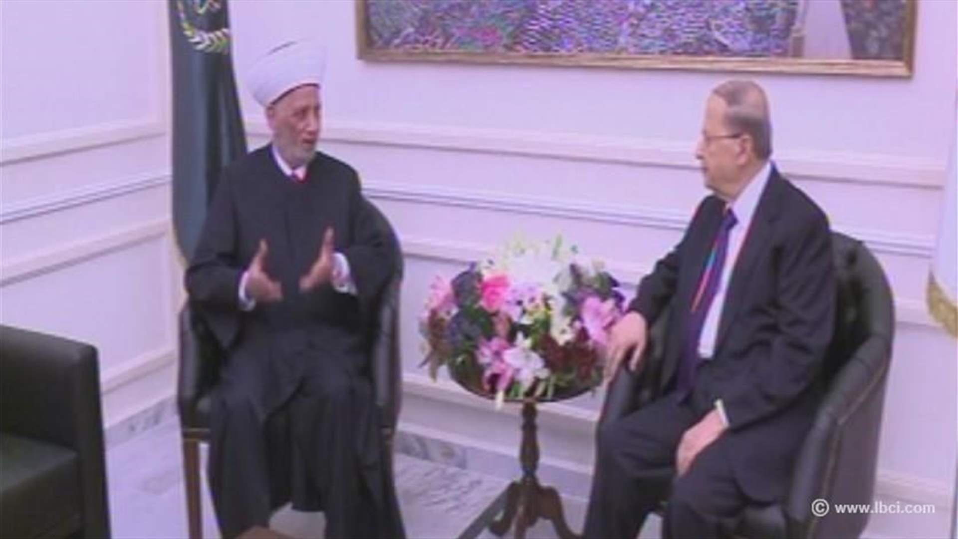 Aoun following meeting with Mufti Darian: Dialogue with Future Movement ongoing