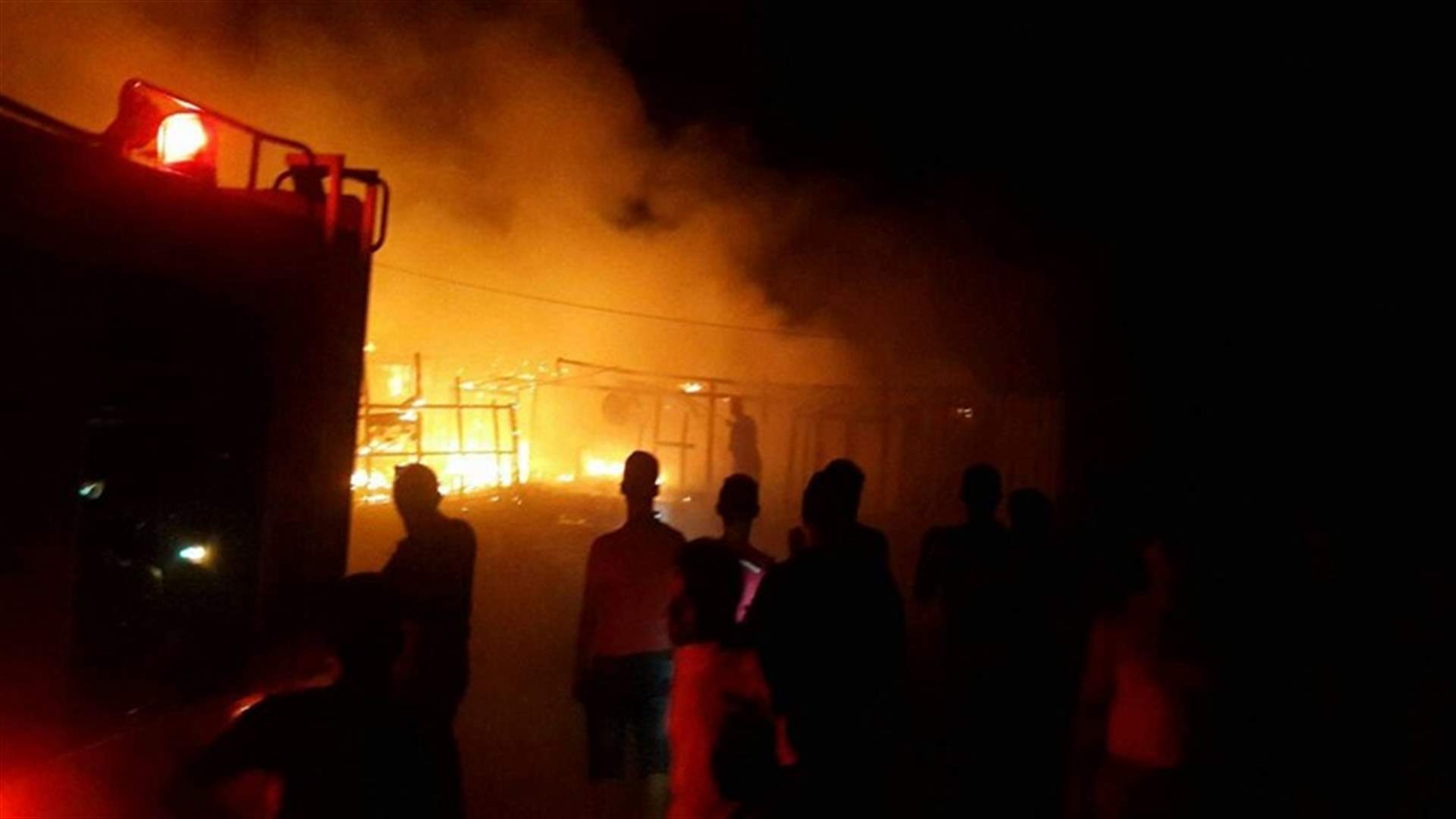 احراق خيم للاجئين السوريين ليل امس في عكار