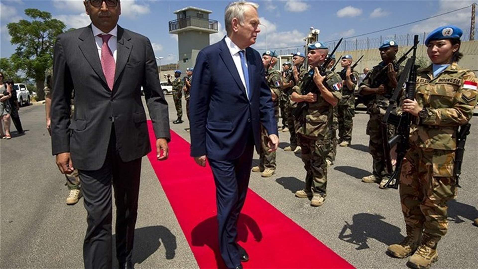 French FM from Naqoura: France will do its best to maintain peace in Lebanon