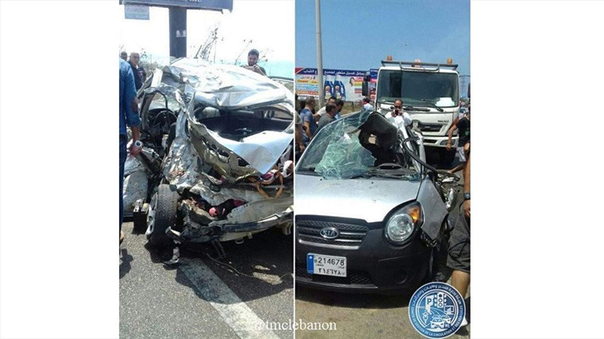 بالصور...قتيلتان وجرحى بحادث مروع بين جدرا والجية