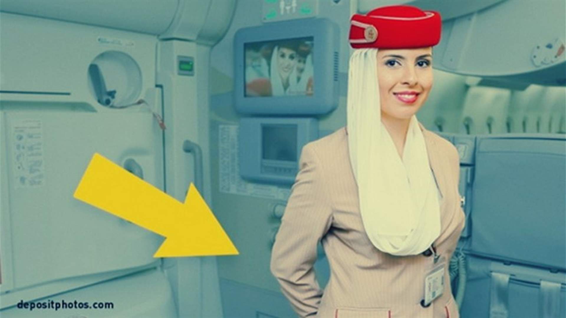 بالصورة - هذا ما يخفيه مضيفو الطائرة وراء ظهورهم عند استقبالنا