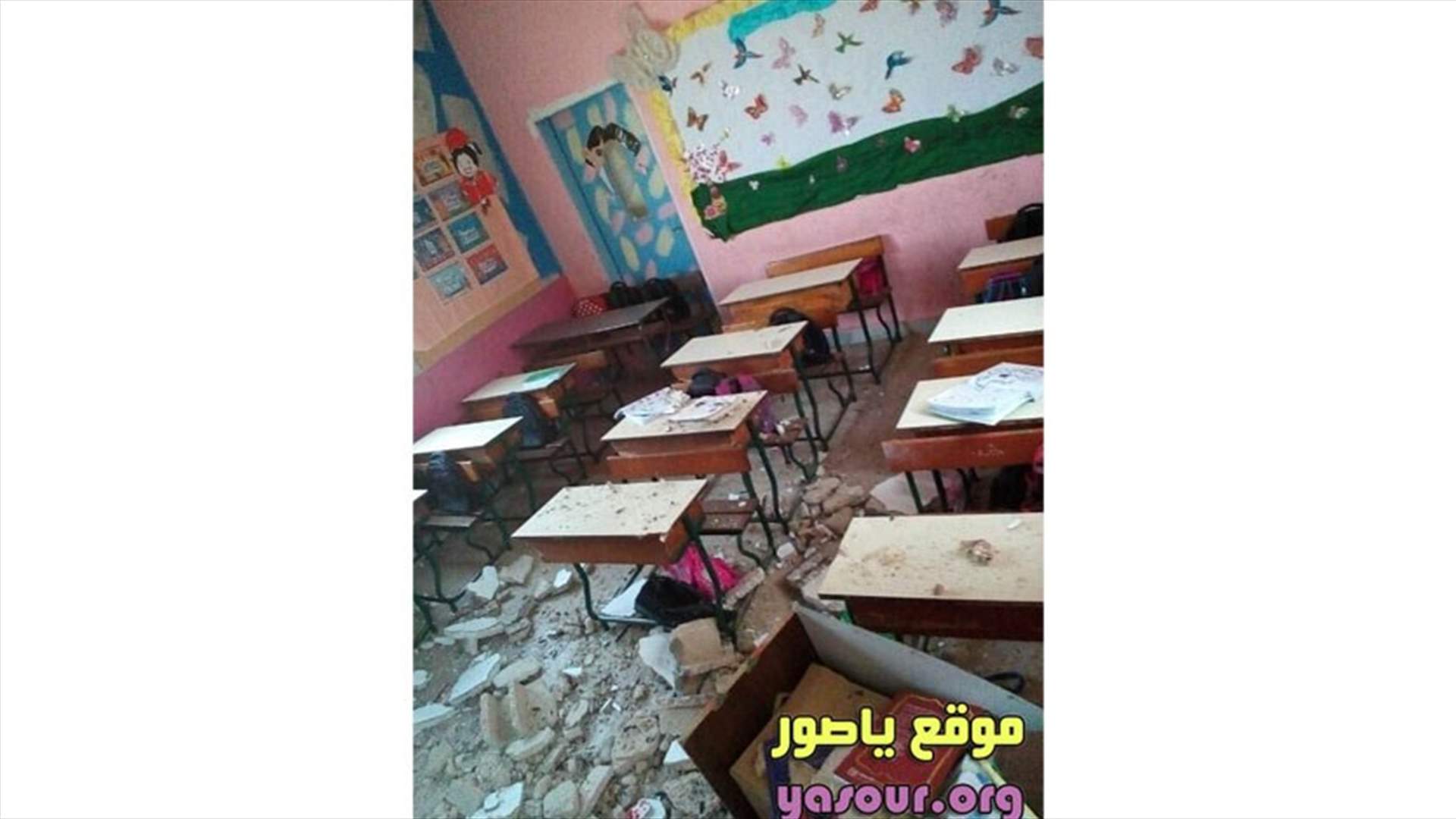 بالصور- سقوط سقف في مدرسة في صور...ووقوع جرحى!