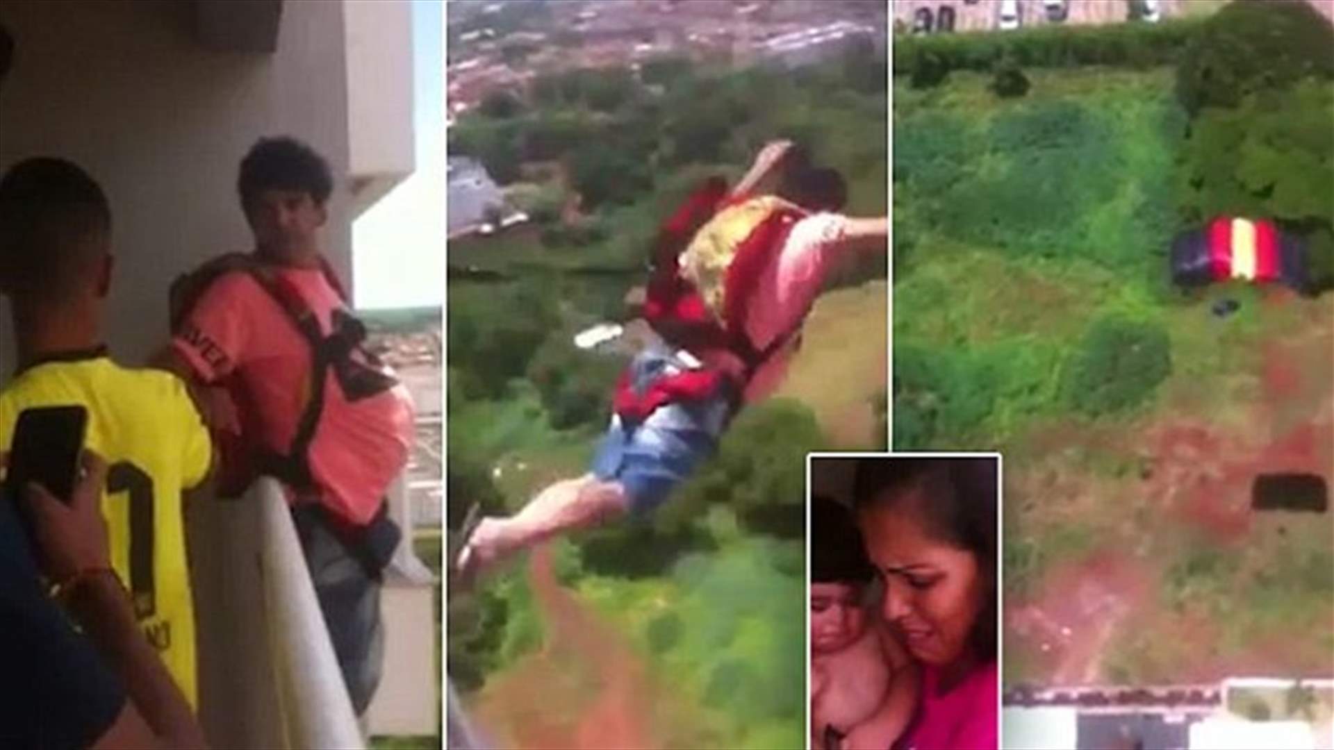 بالفيديو: قفز عن شرفة منزله بالمظلة... فكيف كان مصيره؟