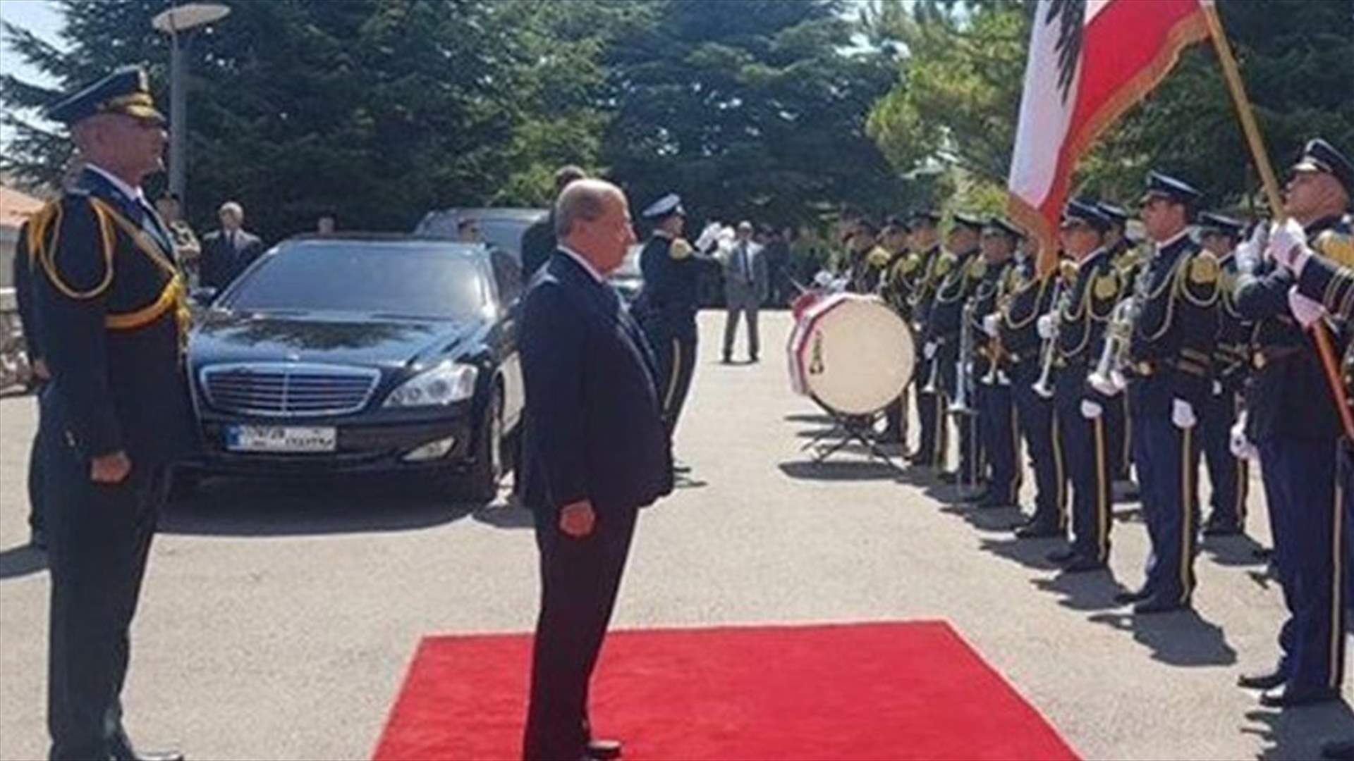 Aoun attends mass on St. Charbel Feast Day in Annaya