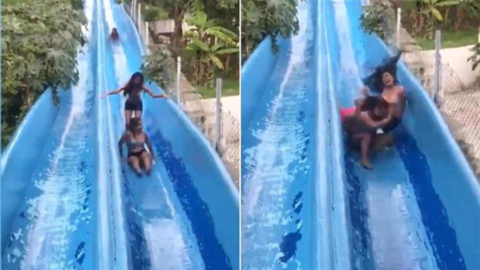 بالفيديو: شابة تتزحلق في حديقة الملاهي تتسبّب بحادثة مخيفة!