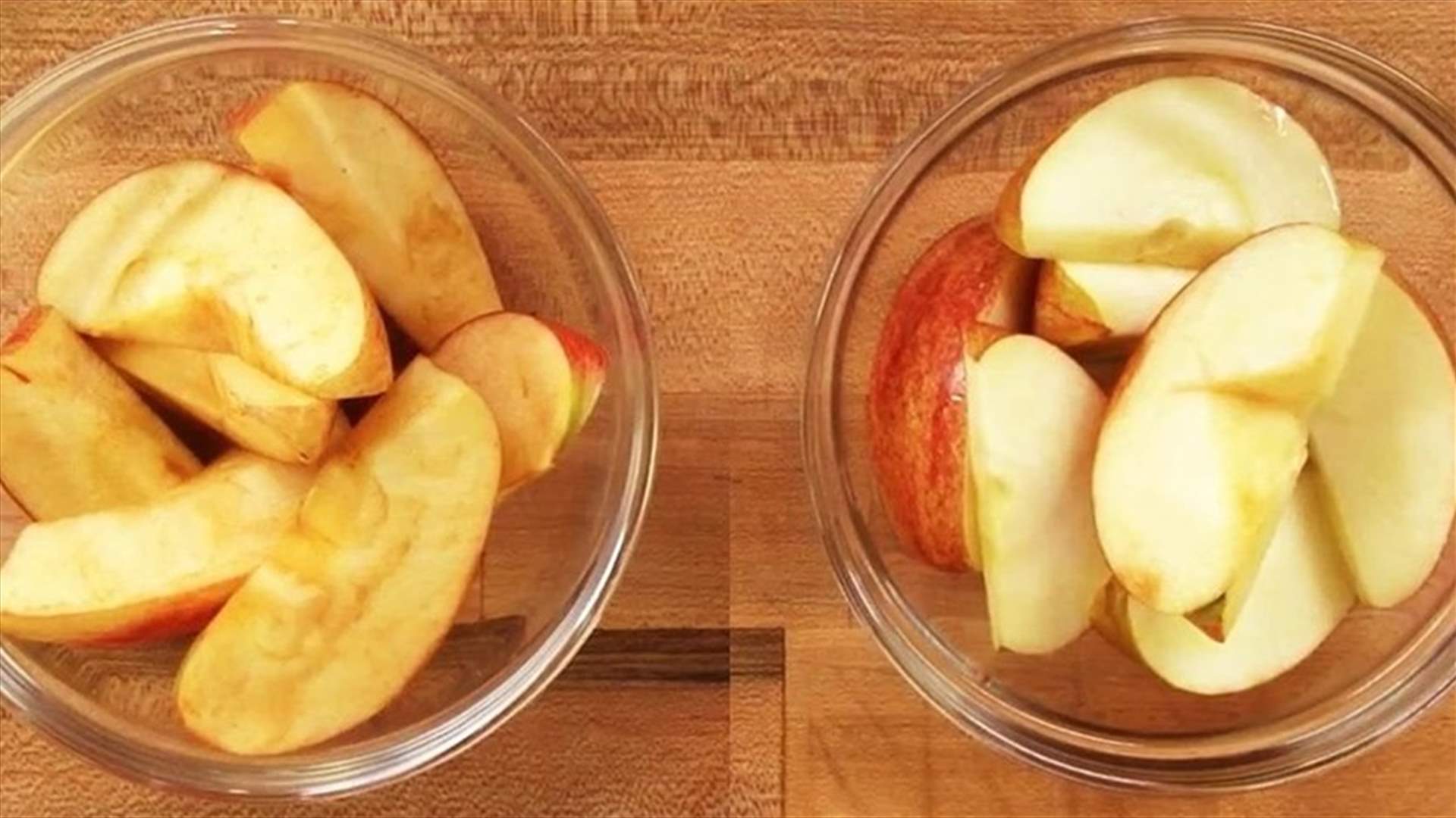 بالفيديو- حيلة سهلة للحفاظ على لون الفاكهة المقطعة!