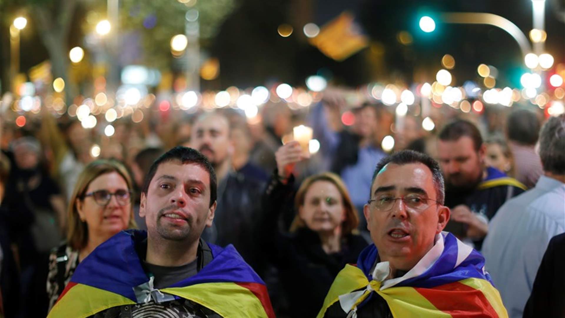 تظاهرة في برشلونة احتجاجا على اعتقال مسؤولين انفصاليين