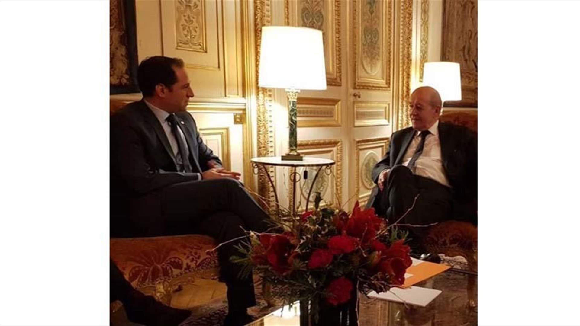 Gemayel meets French Minister of Foreign Affairs Le Drian in Paris