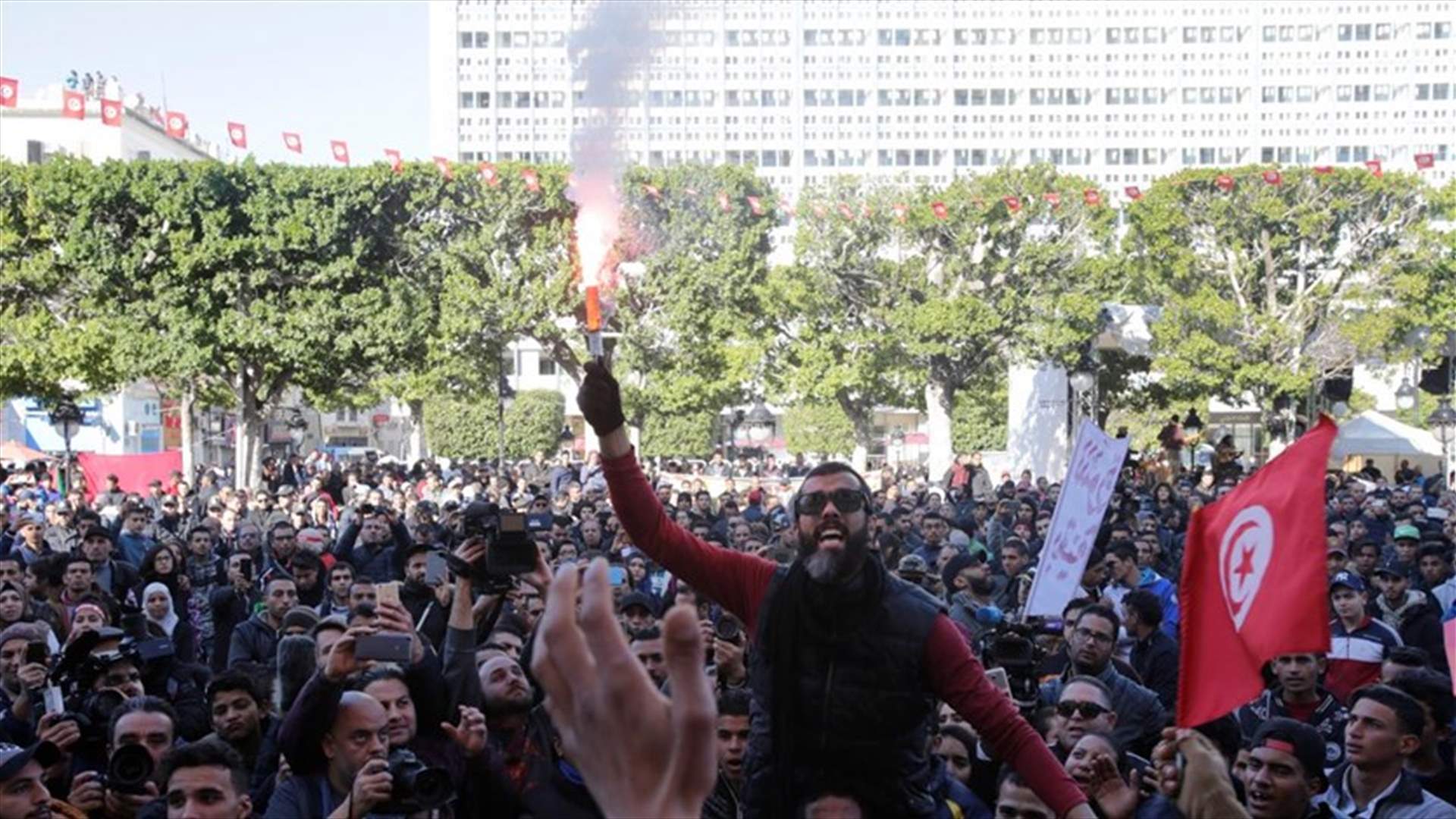 Hundreds attend anti-austerity protests in Tunis amid heavy police presence