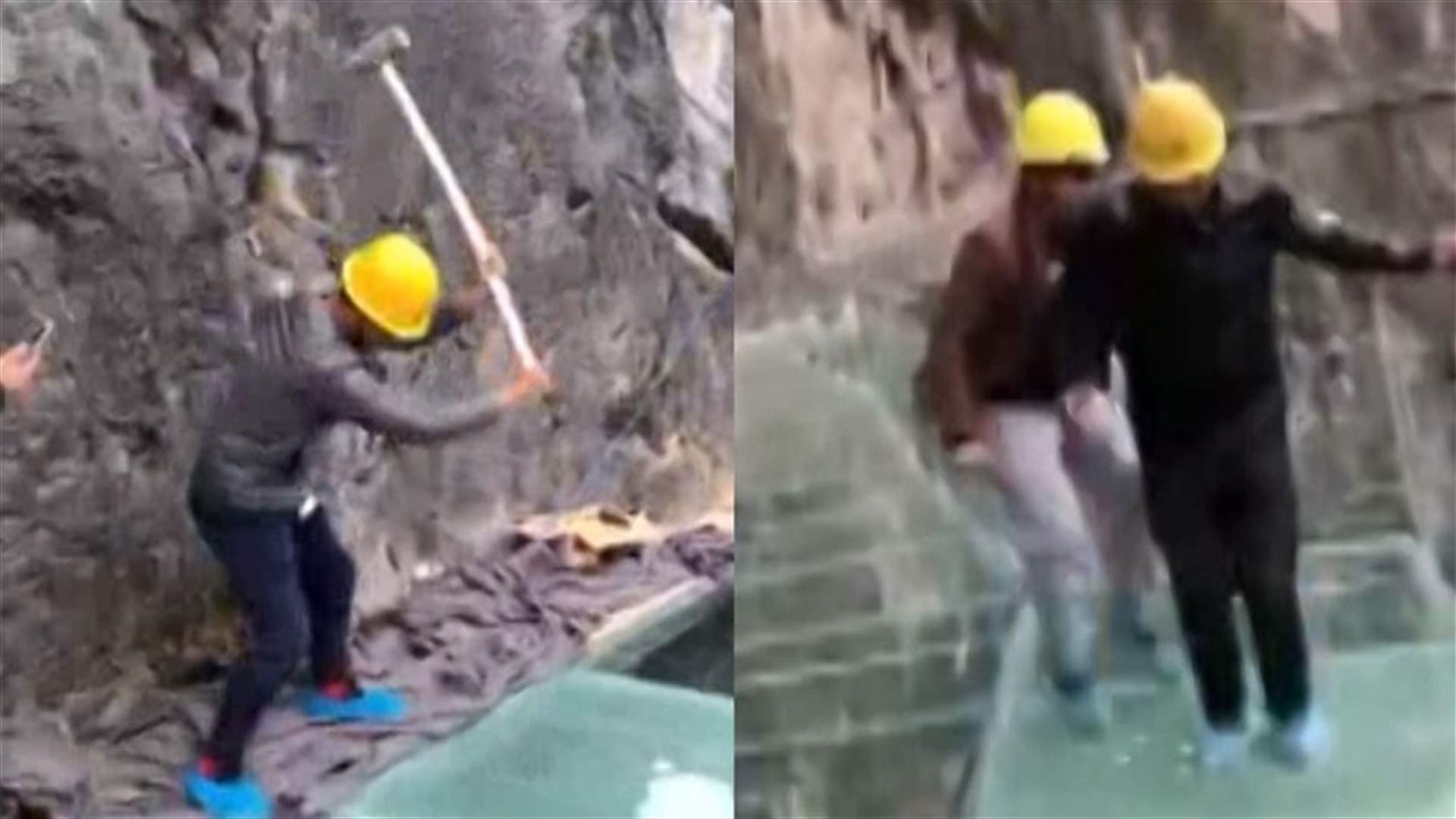فيديو مخيف لمحاولة تحطيم ممرّ زجاجي في الصين!