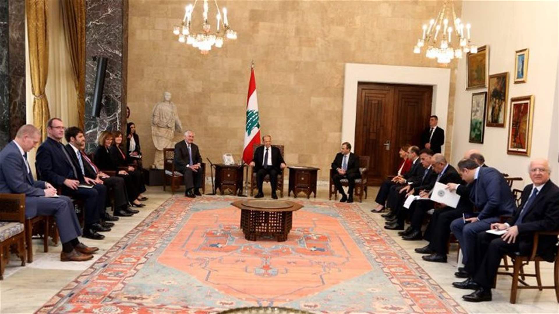 تيلرسون يبدأ محادثاته في لبنان من قصر بعبدا