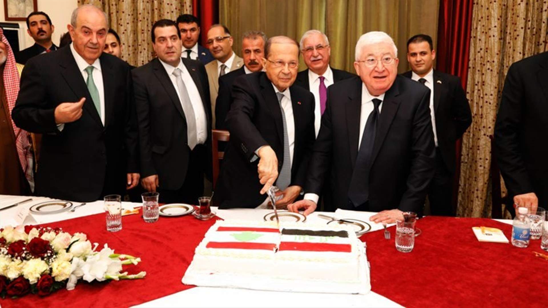 Iraqi president surprises Aoun with a birthday cake