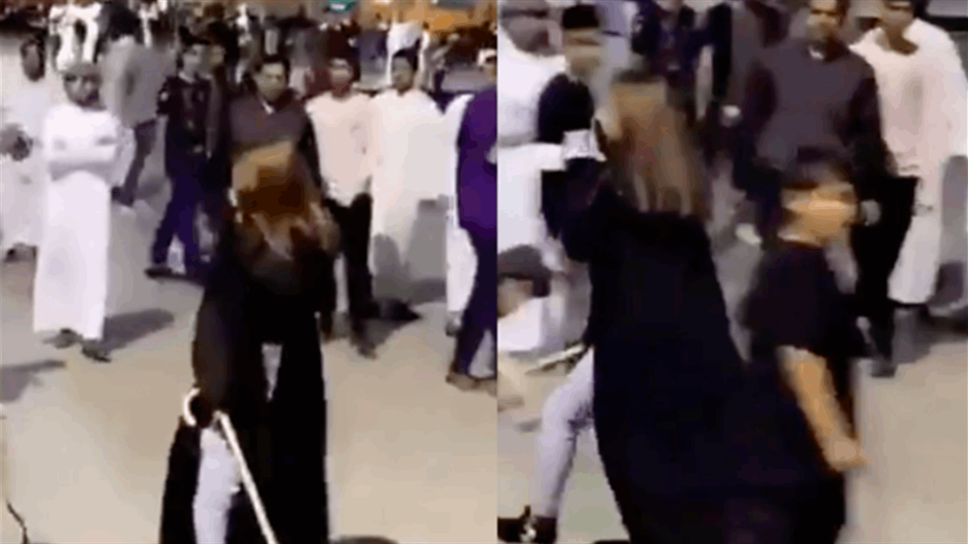 بالفيديو- سعودية تنهال بالضرب على مجموعة من الشبان في الرياض