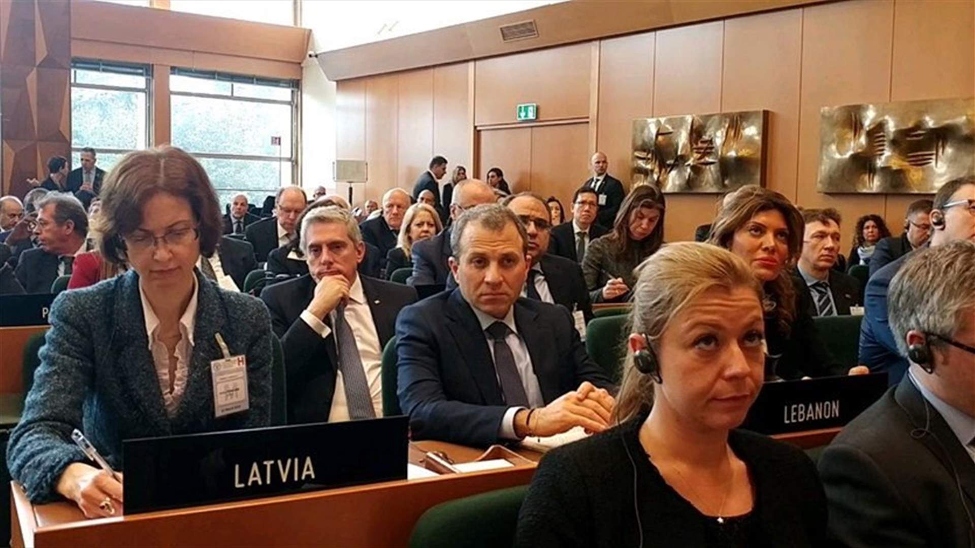 Bassil speaks at ministerial conference to support UNRWA