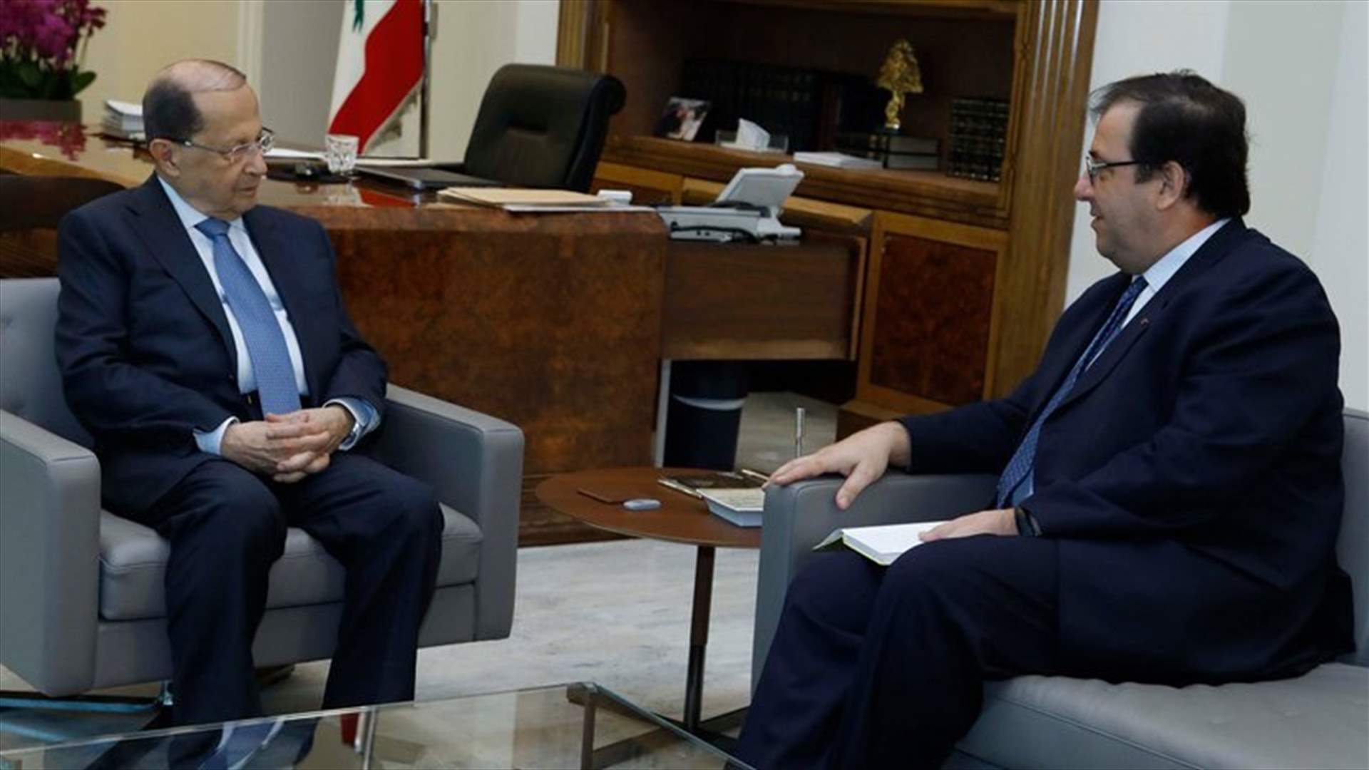 Aoun meets Foucher, Le Drian to visit Lebanon after elections