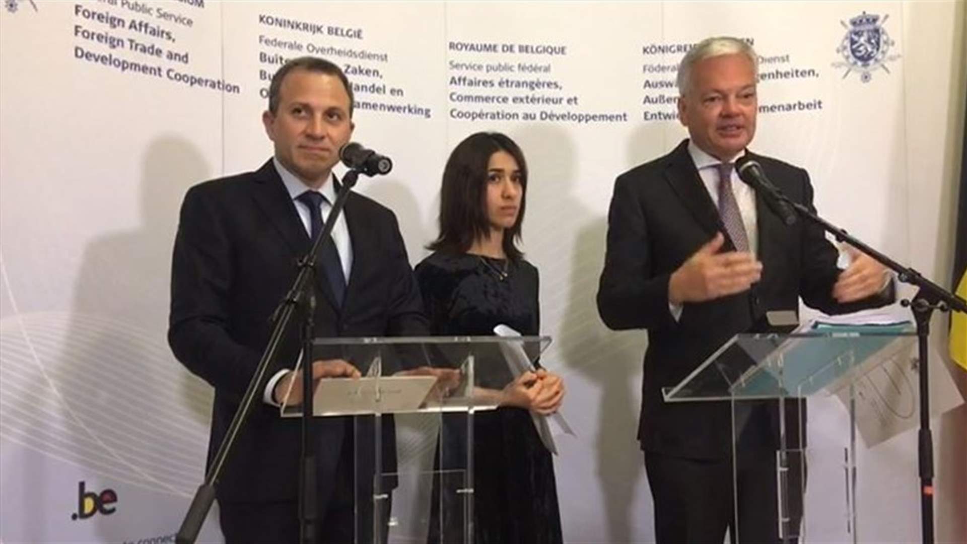 باسيل من بلجيكا: معركتنا اليومية هي العمل على اعادة النازحين الى ارضهم