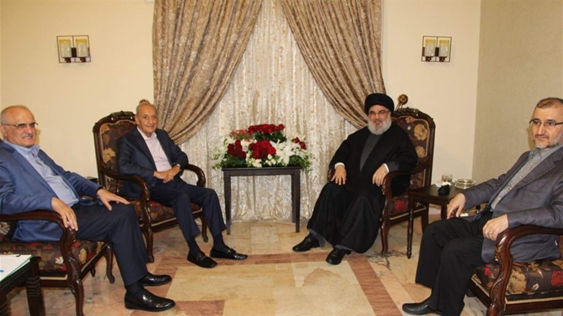 [PHOTOS] Nasrallah and Berri hold meeting, call for swift formation of new cabinet