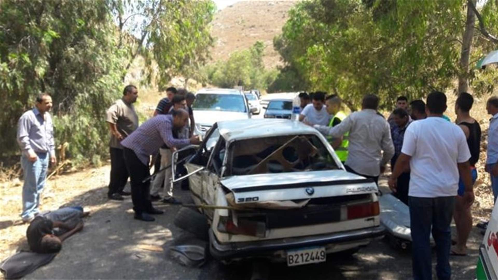 جريحان بانقلاب سيارتهما على طريق طلوسة مجدل سلم