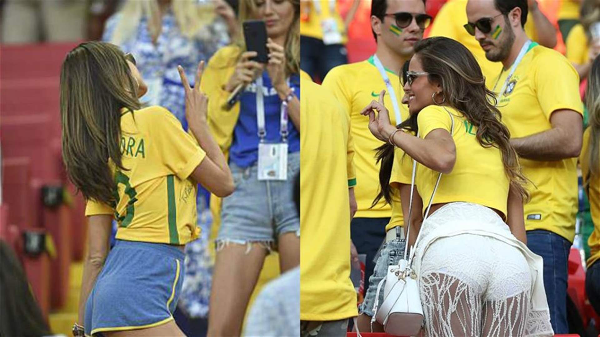 بالصور - عارضتا أزياء تسرقان الأضواء أثناء تشجيع منتخبهما البرازيل في كأس العالم