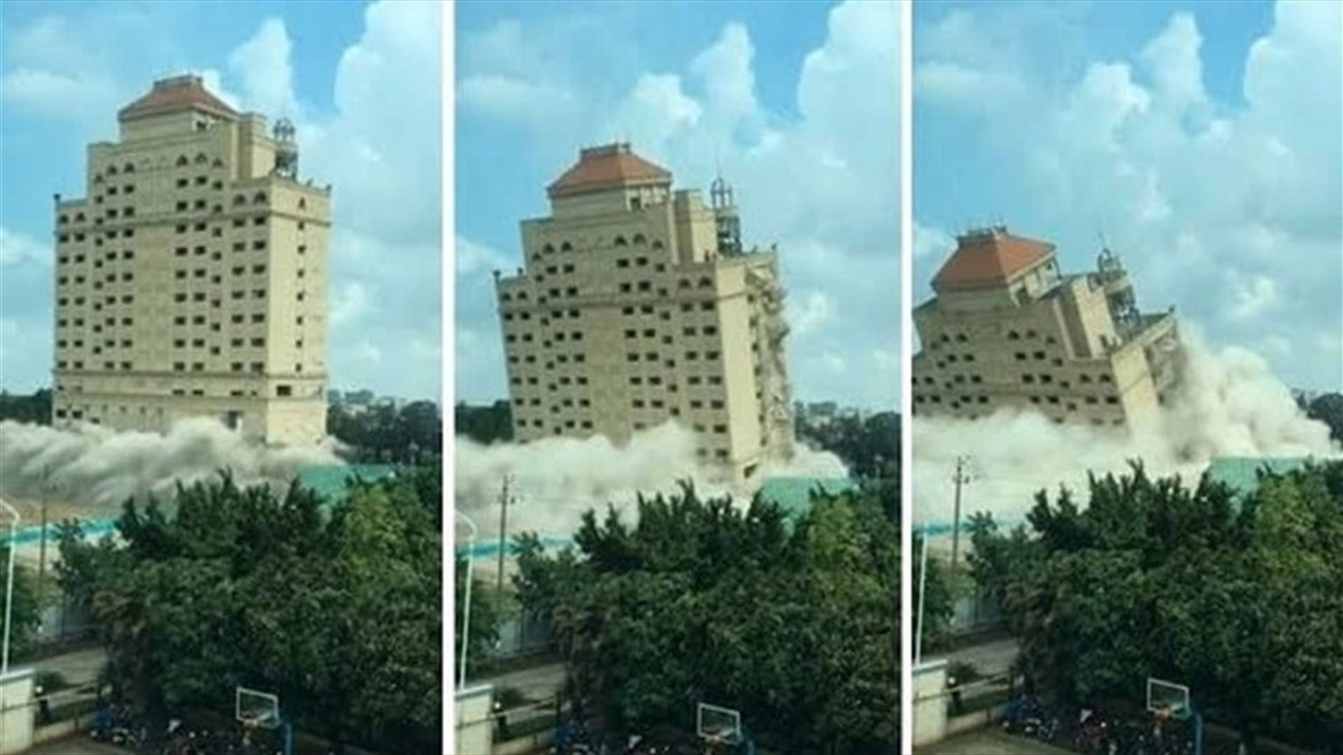 بالفيديو- تدمير فندق عريق ... بـ10 ثوانٍ!