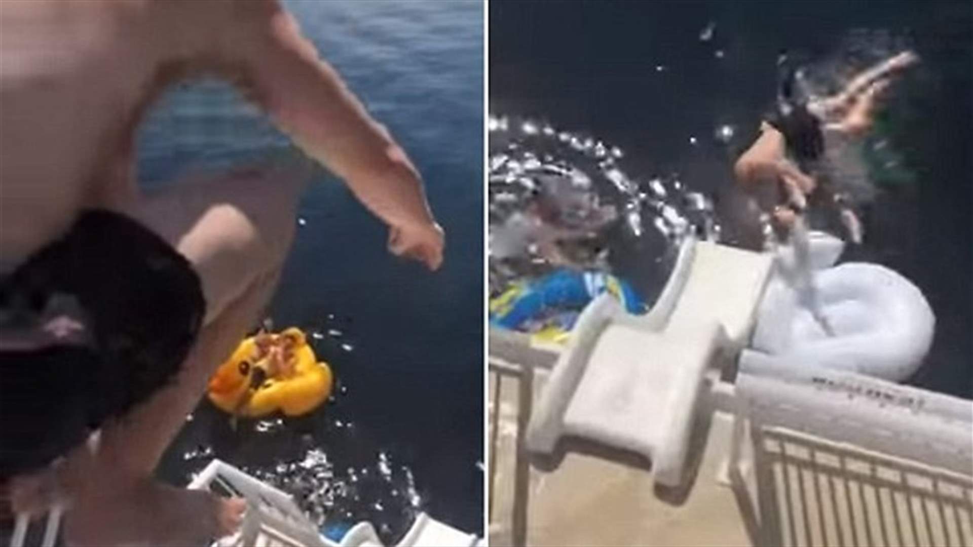 بالفيديو – قفز في البحر وانزلق فجأة... لن تصدقوا ما حصل معه!