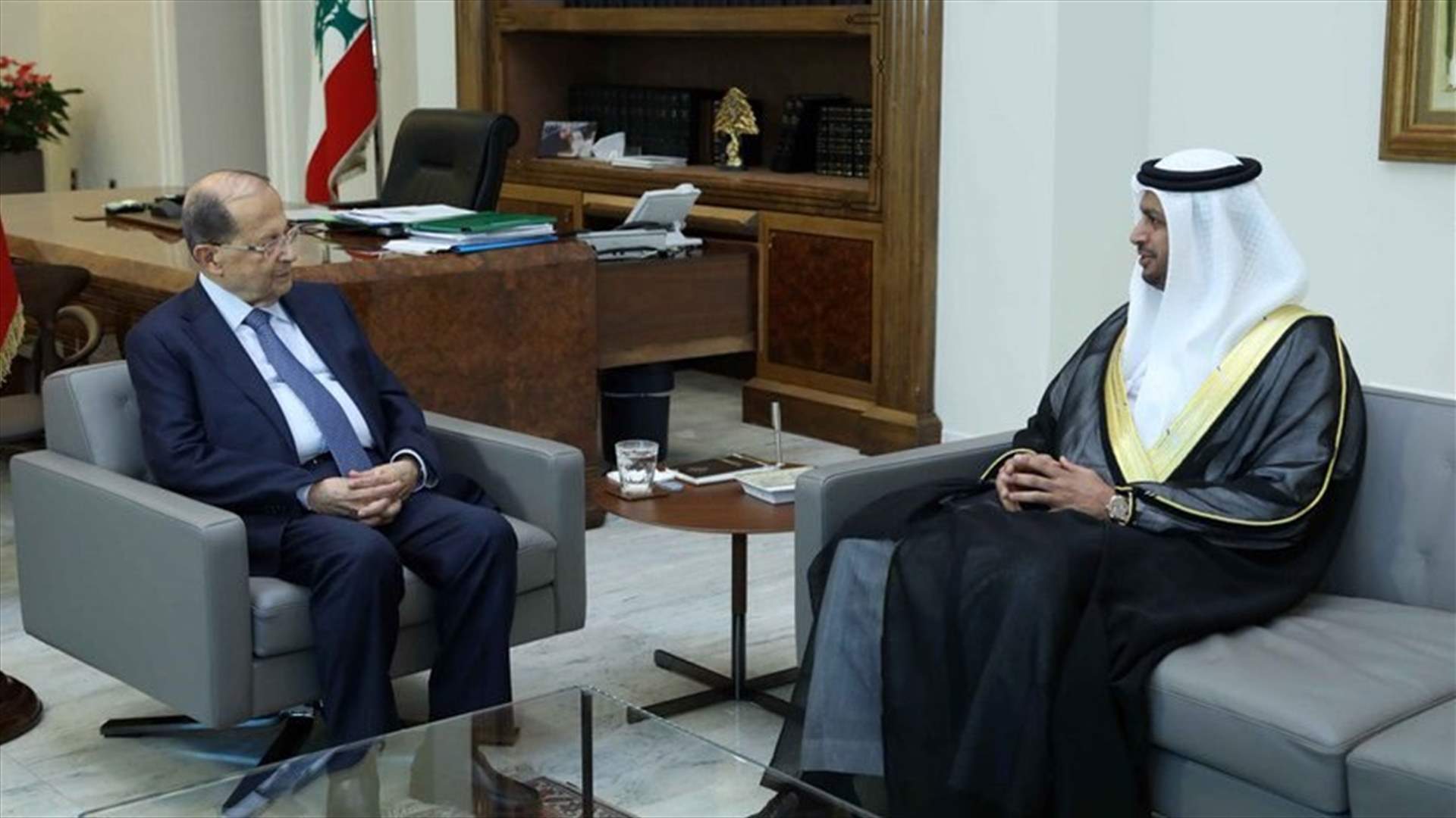 President Aoun meets with Wahhab, al-Chamshi and Machnouq