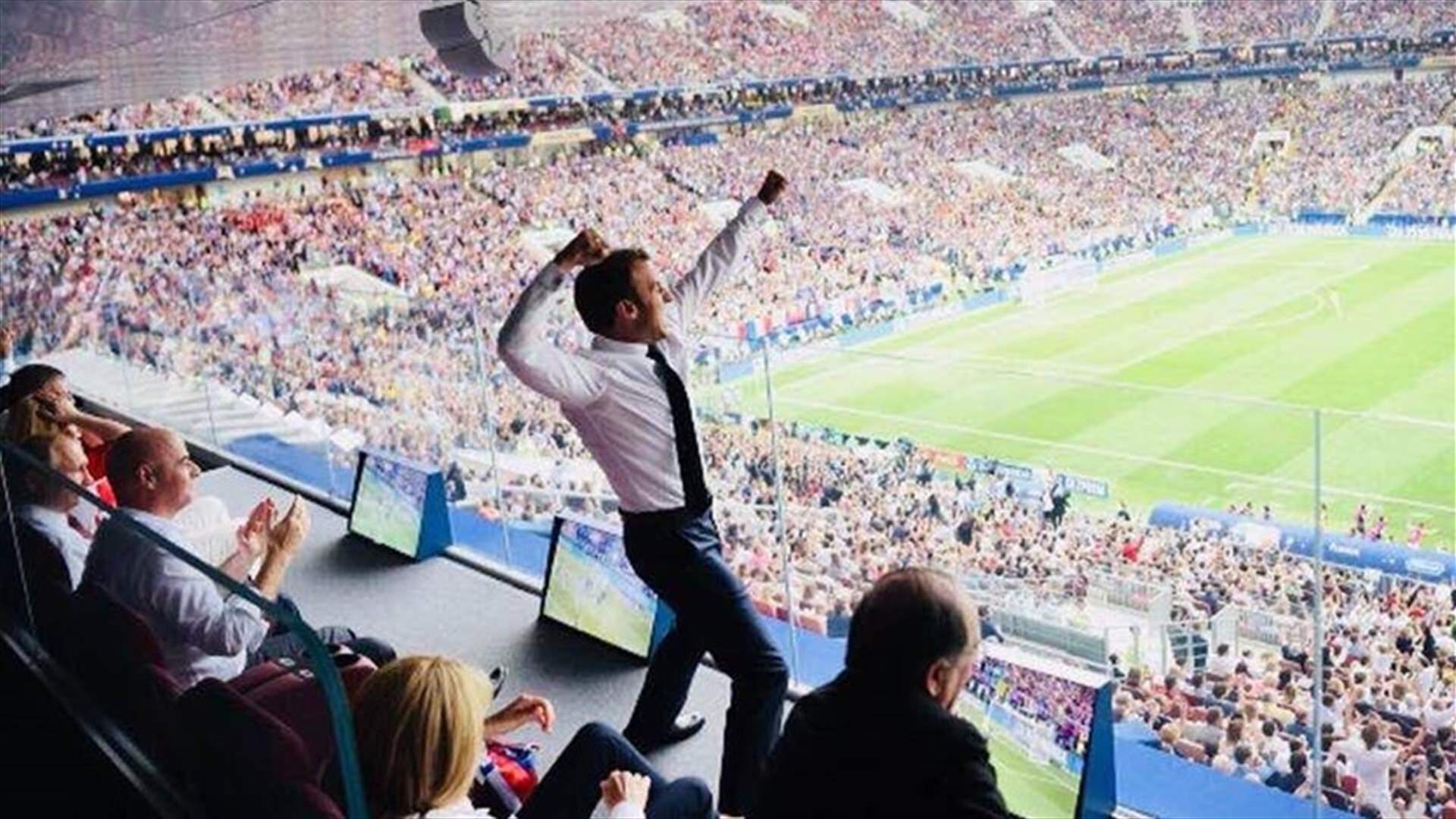 بالصور - ردة فعل &quot;جنونية&quot; لماكرون بفوز فرنسا بكأس العالم ٢٠١٨